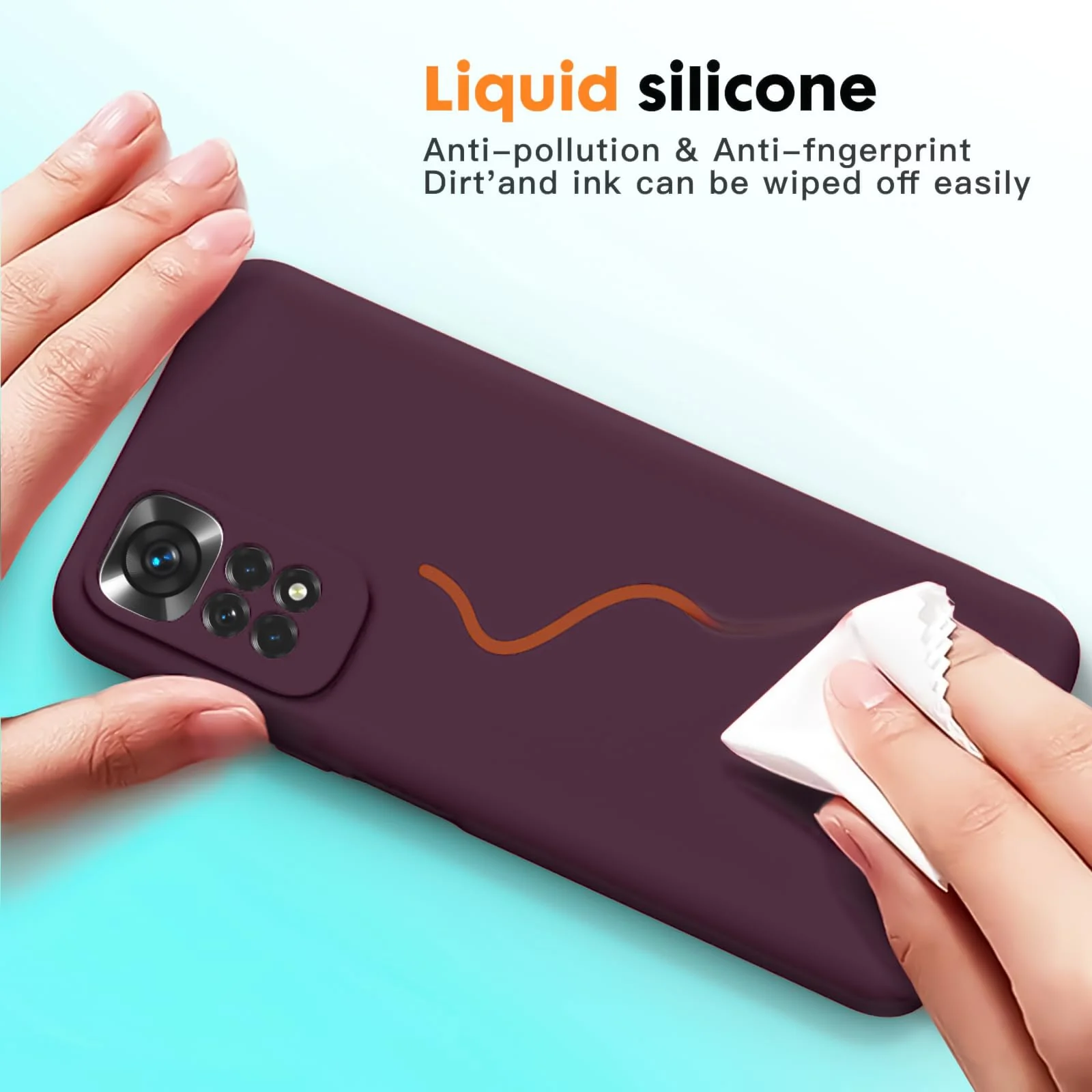 DL3 Mobilak Liquid Silicone Protective Case with Soft Microfiber Lining with Full Camera Protection for Xiaomi Redmi Note 12 Pro 4G / Redmi Note 11 Pro 4G&5G - Wine Red