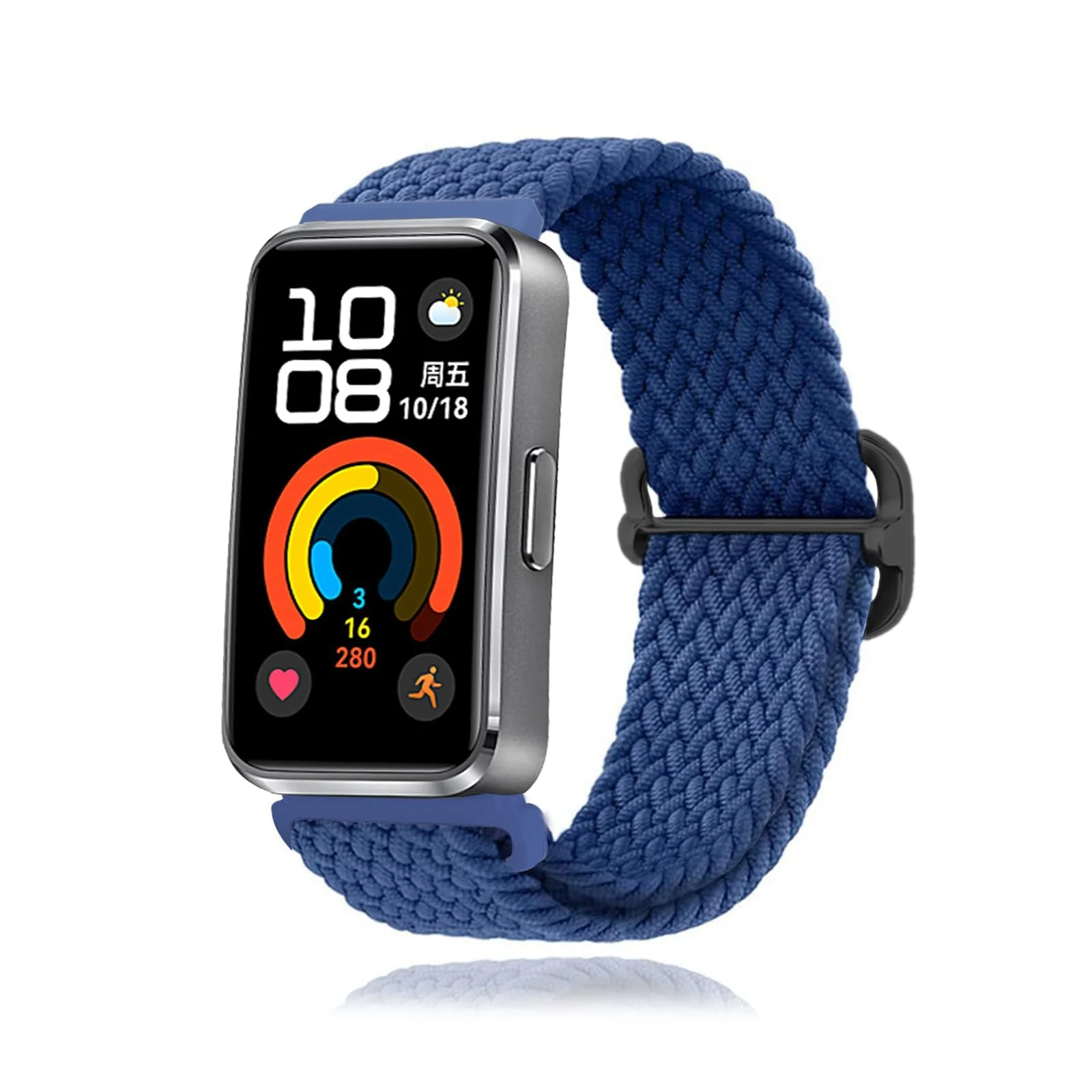 DL3 Mobilak Dl3 Mobailk Braided Bracelet Compatible with Huawei Band 10/Huawei Band 9/Huawei Band 8 for Men and Women, Braided Adjustable Elastic Nylon Sport Replacement Watch Strap - Blue