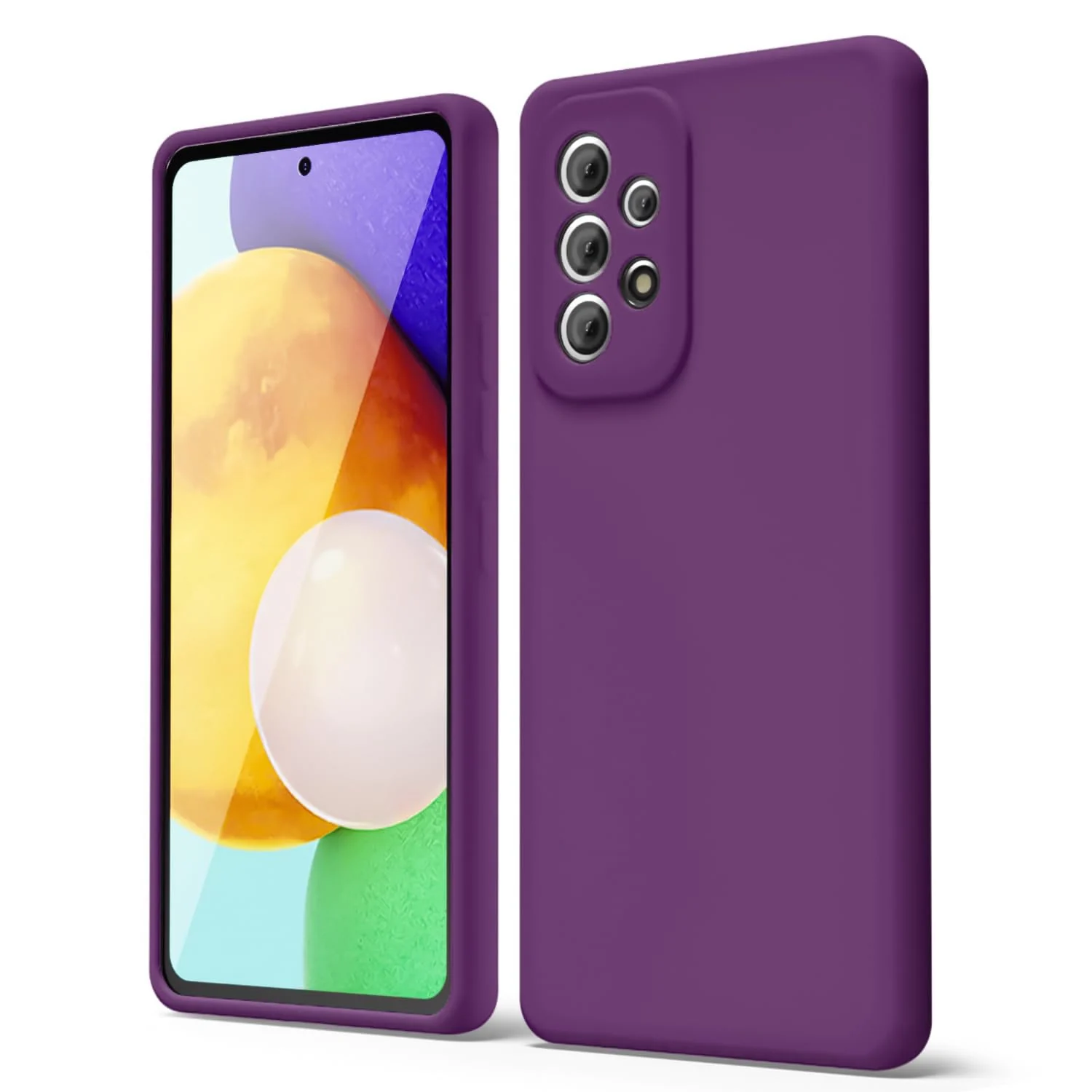 DL3 Mobilak Liquid Silicone Protective Case with Soft Microfiber Lining with Full Camera Protection for Samsung Galaxy A73 - Violet
