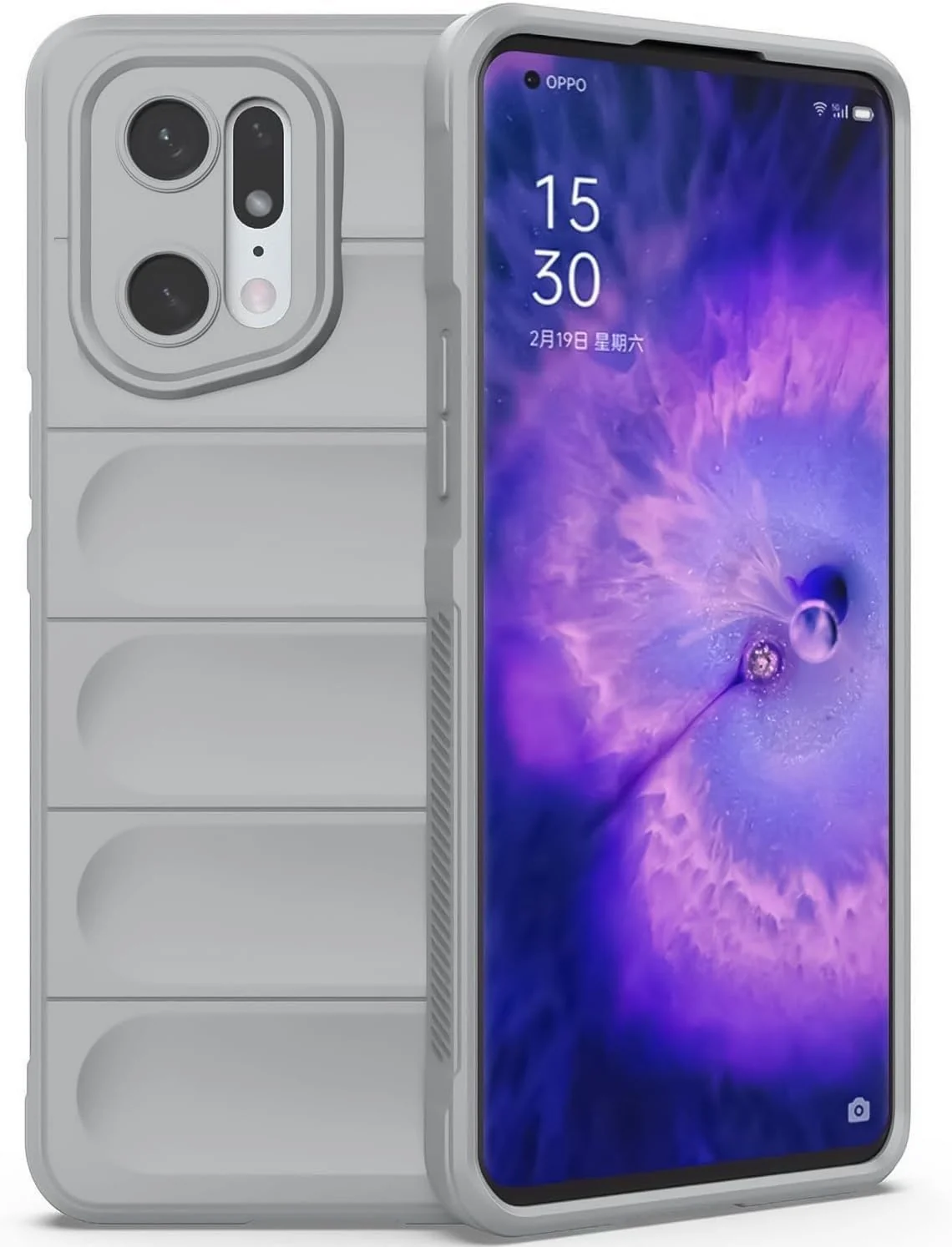 DL3 Mobilak Silicone Case for OPPO Find X5 Heavy Duty Protective [Slim Fit] Shockproof Soft Flexible Protective Design Shock-Absorption TPU Cover With Camera Protection - Gray