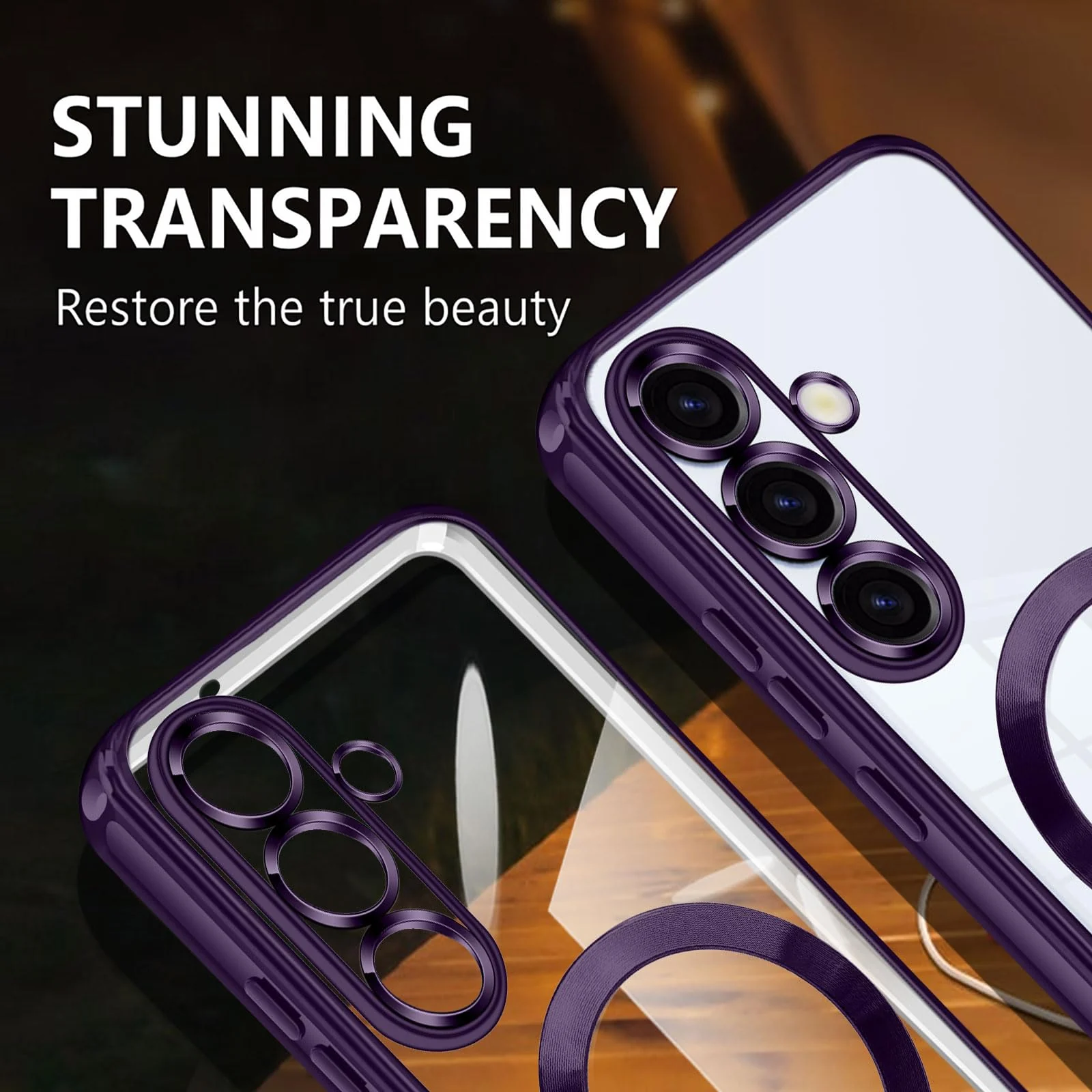 DL3 Mobilak Clear MagSafe-Compatible TPU Case and Camera Lens Protector for Samsung Galaxy A17, Samsung Galaxy A26 5G - Purple