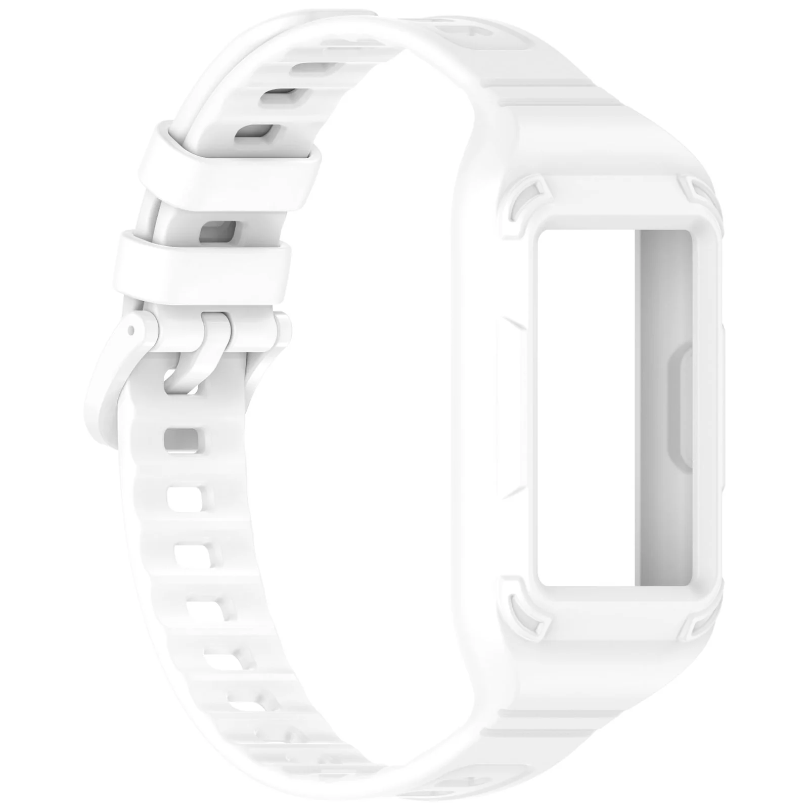 MOBIGON Rugged Silicone Strap with Bumper Case for Huawei Band 11 Pro, White
