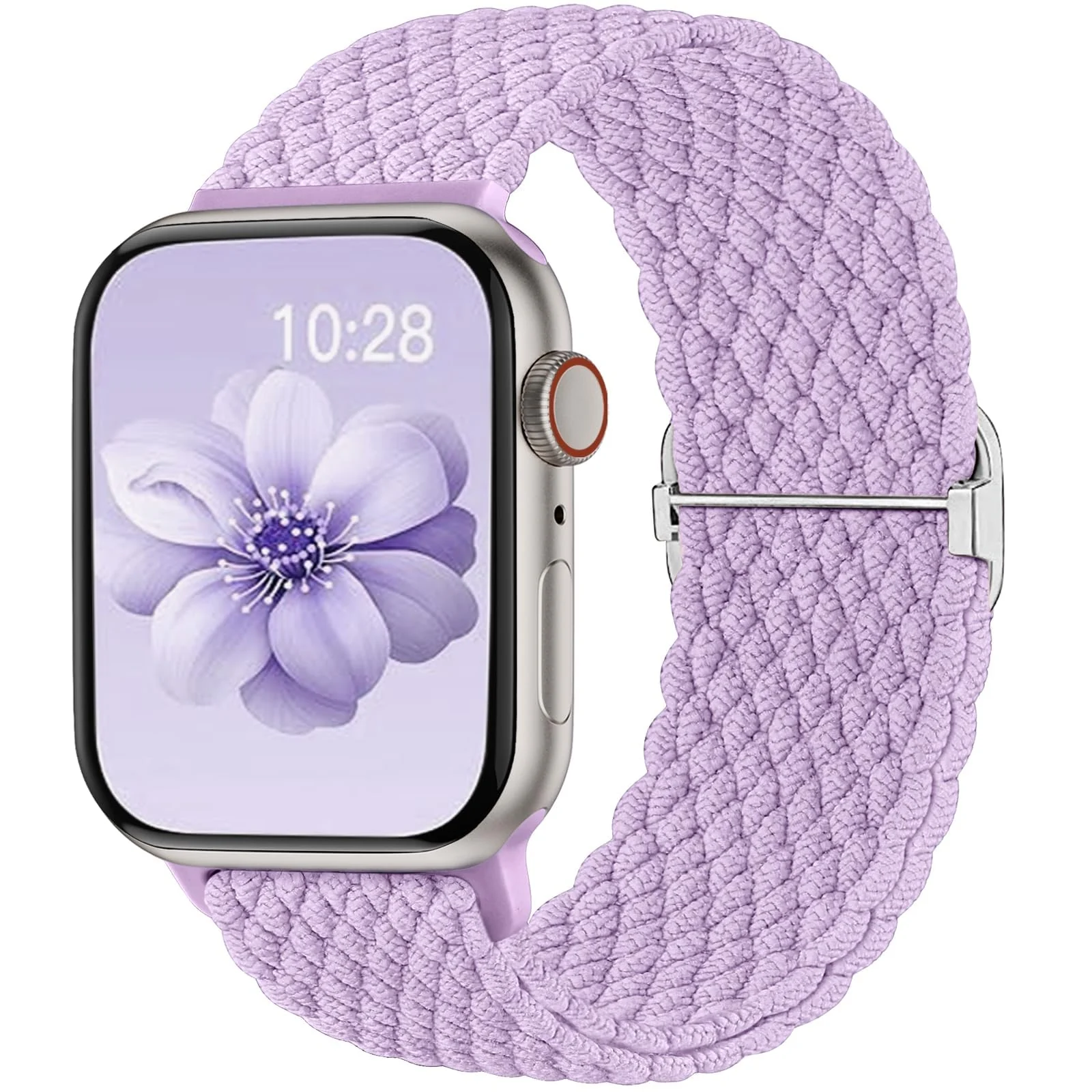 DL3 Mobilak Stretchy Nylon Solo Loop Strap For Apple Watch Band 40mm 41mm 38mm 42mm(Series 11 10) for Women Men, Sport Breathable Braided Wristband for iWatch Series 11 10 9 8 7 6 5 4 SE - Light Purple