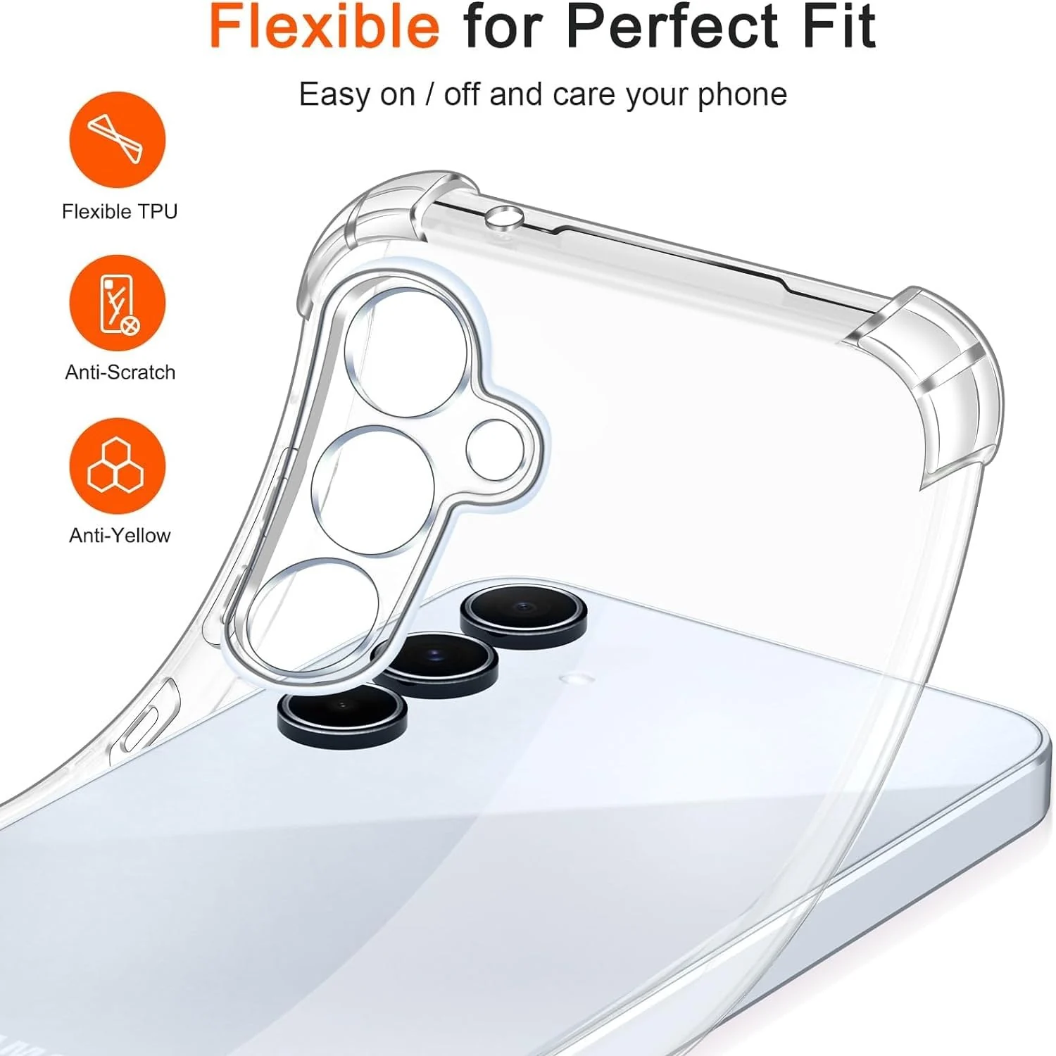 DL3 Mobilak Clear TPU Protective Case for Samsung Galaxy A35 5G with Camera Protection and Shockproof Design - Clear