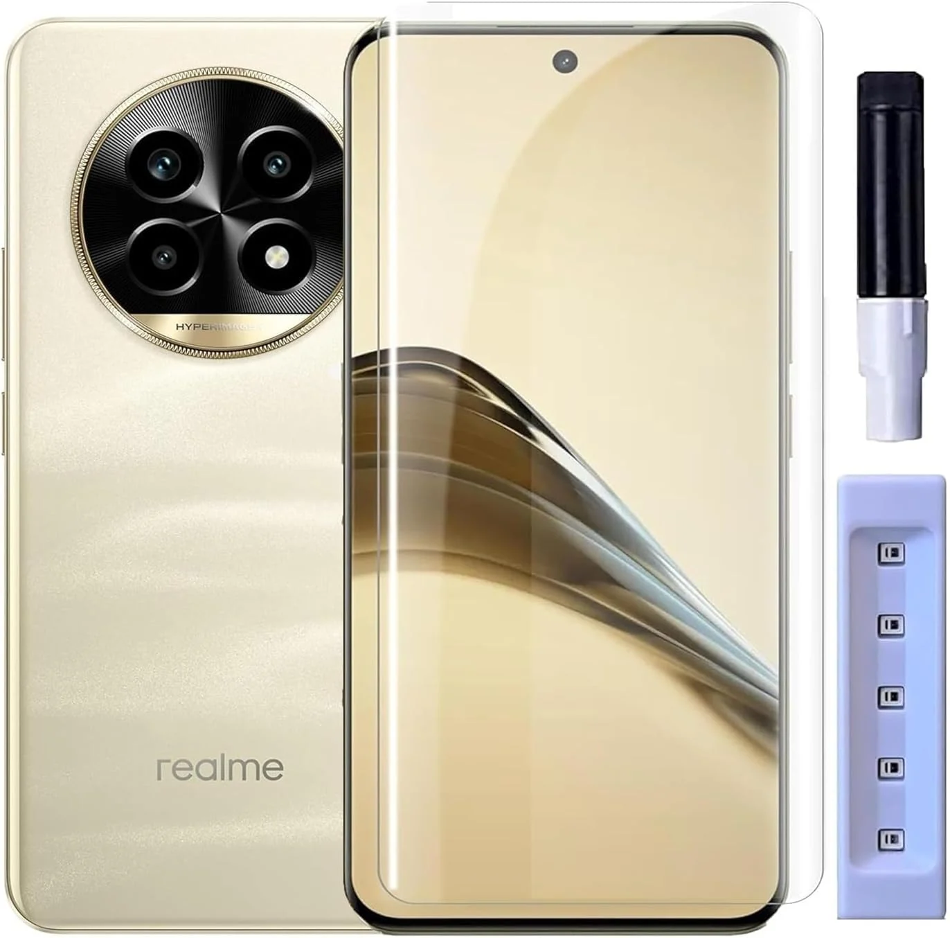DL3 Mobilak Screen Protector realme 13 Pro/realme 13 Pro+ Plus 5GF [Liquid UV Tempered Glass] Full Screen adhesive [Sensitive Touch][Fingerprint Sensor Compatible] HD - Clear