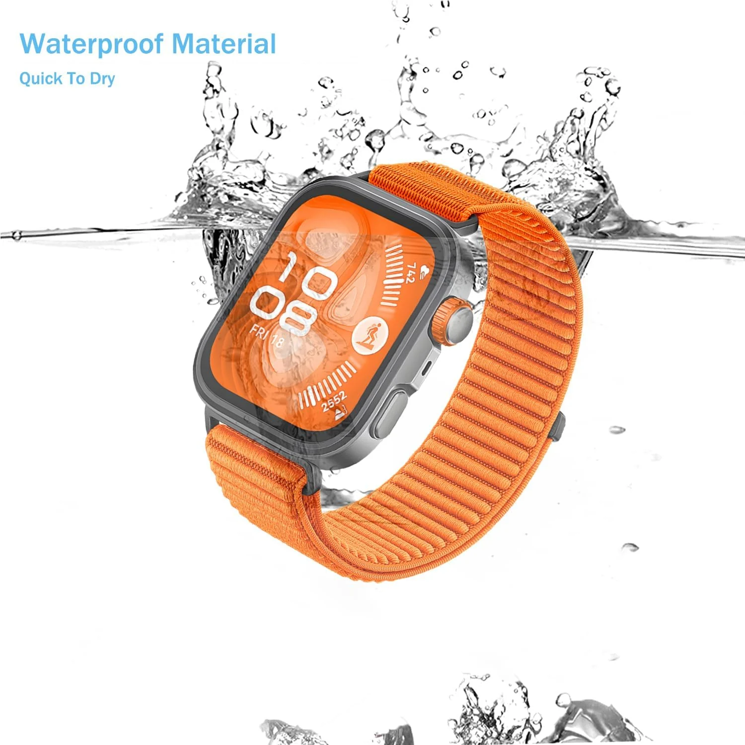 DL3 MOBILAK Elastic Nylon Watch Strap for Huawei Watch Fit 3 / Fit 4 / Fit 4 Pro / Fit 5 / Fit 5 Pro, Orange