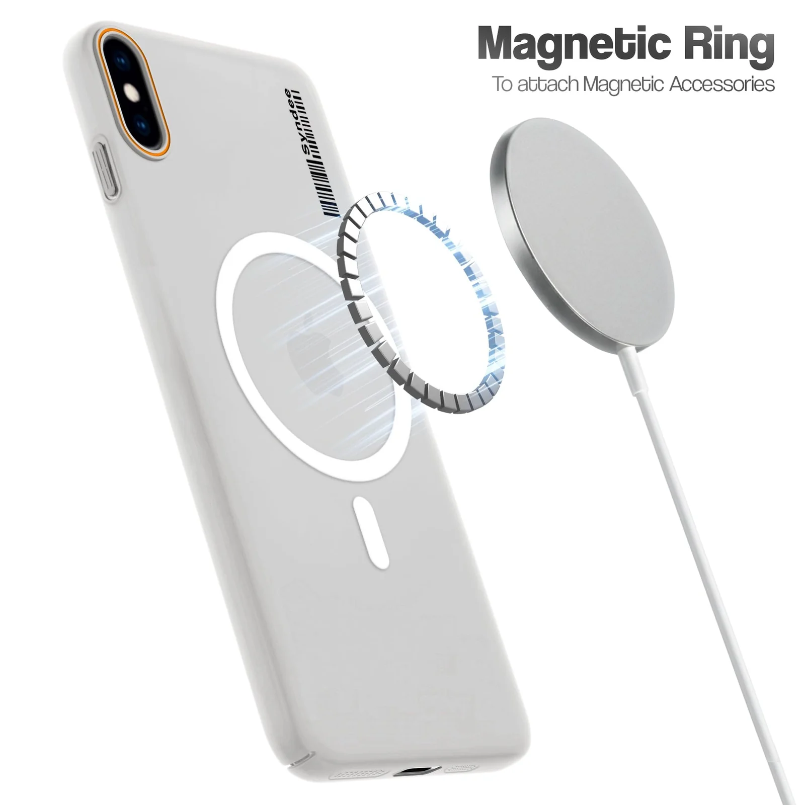 DL3 Mobilak Translucent Matte Case for iPhone X / iPhone XS, Compatible with MagSafe accessories, Shock-absorbing protection, Integrated ring holder - Clear