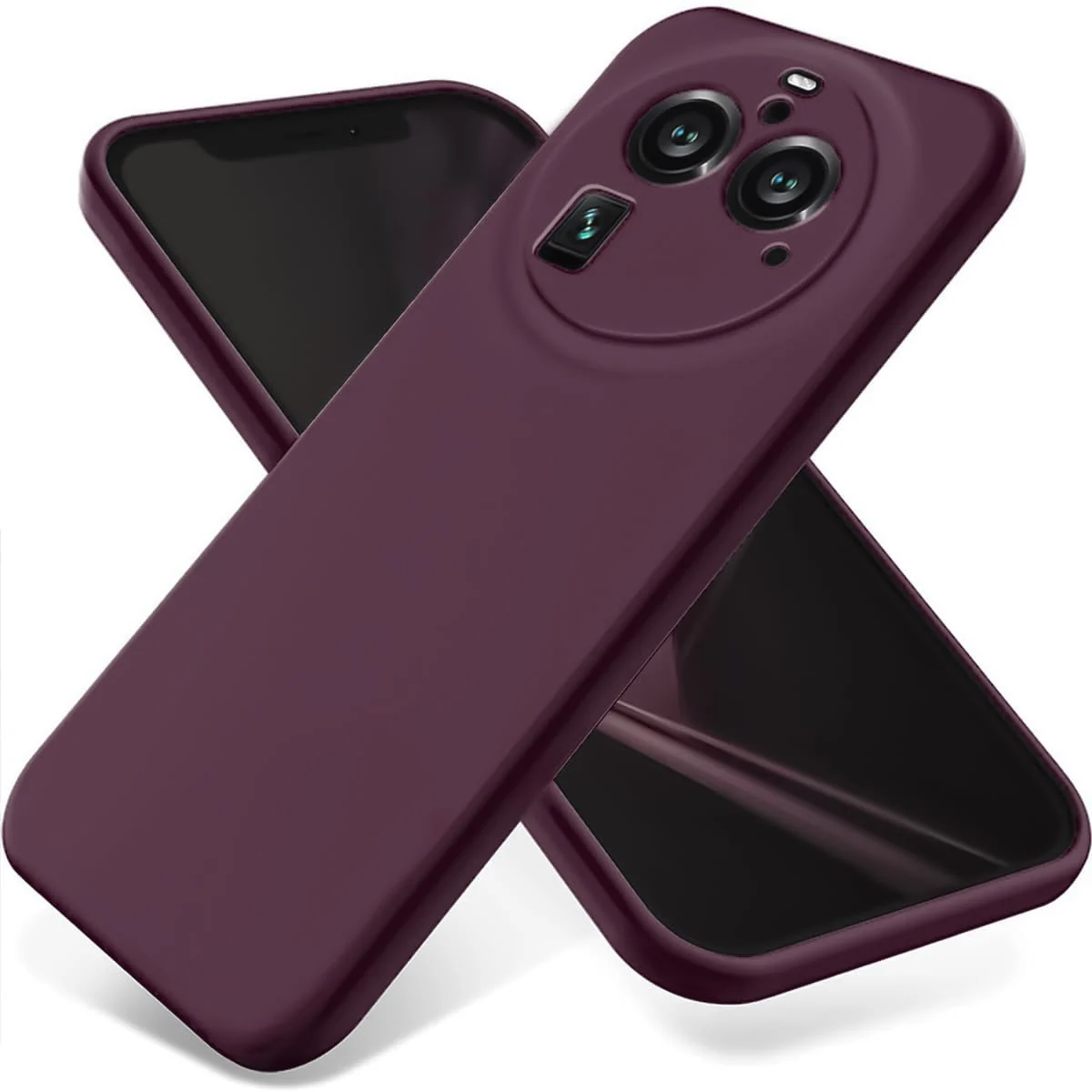 DL3 Mobilak Liquid Silicone Protective Case with Soft Microfiber Lining with Full Camera Protection for OPPO Find X6 Pro - Wine Red