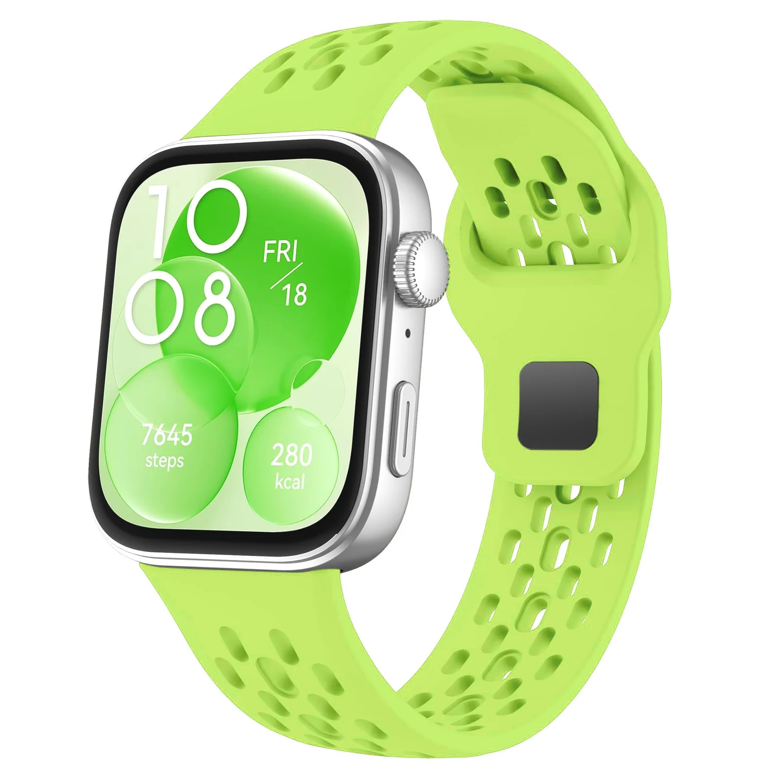 DL3 Mobilak Silicone Mesh Breathable Straps for Huawei Watch Fit 4 Pro Strap. Wristband Bands Bracelet Sports Bracelet Quick Release Adjustable Armband for Huawei Watch Fit 4/Fit 3 - Neon Green