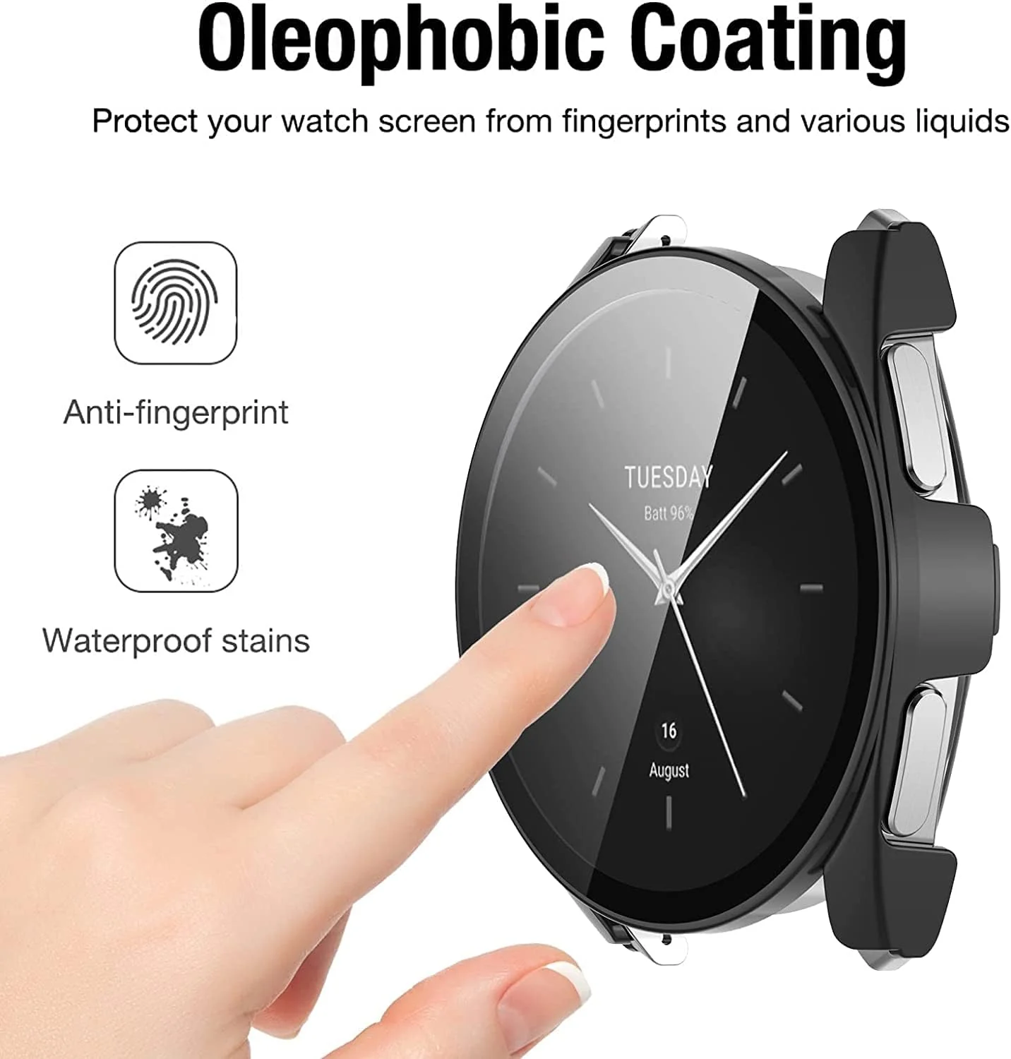 DL3 Mobilak For Xiaomi Watch S2 42mm Case with Tempered Glass Screen Protector for Xiaomi Watch S2 42mm, 9H Hardness 360° All-Round Protective Ultra Thin Protective PC Case - Black