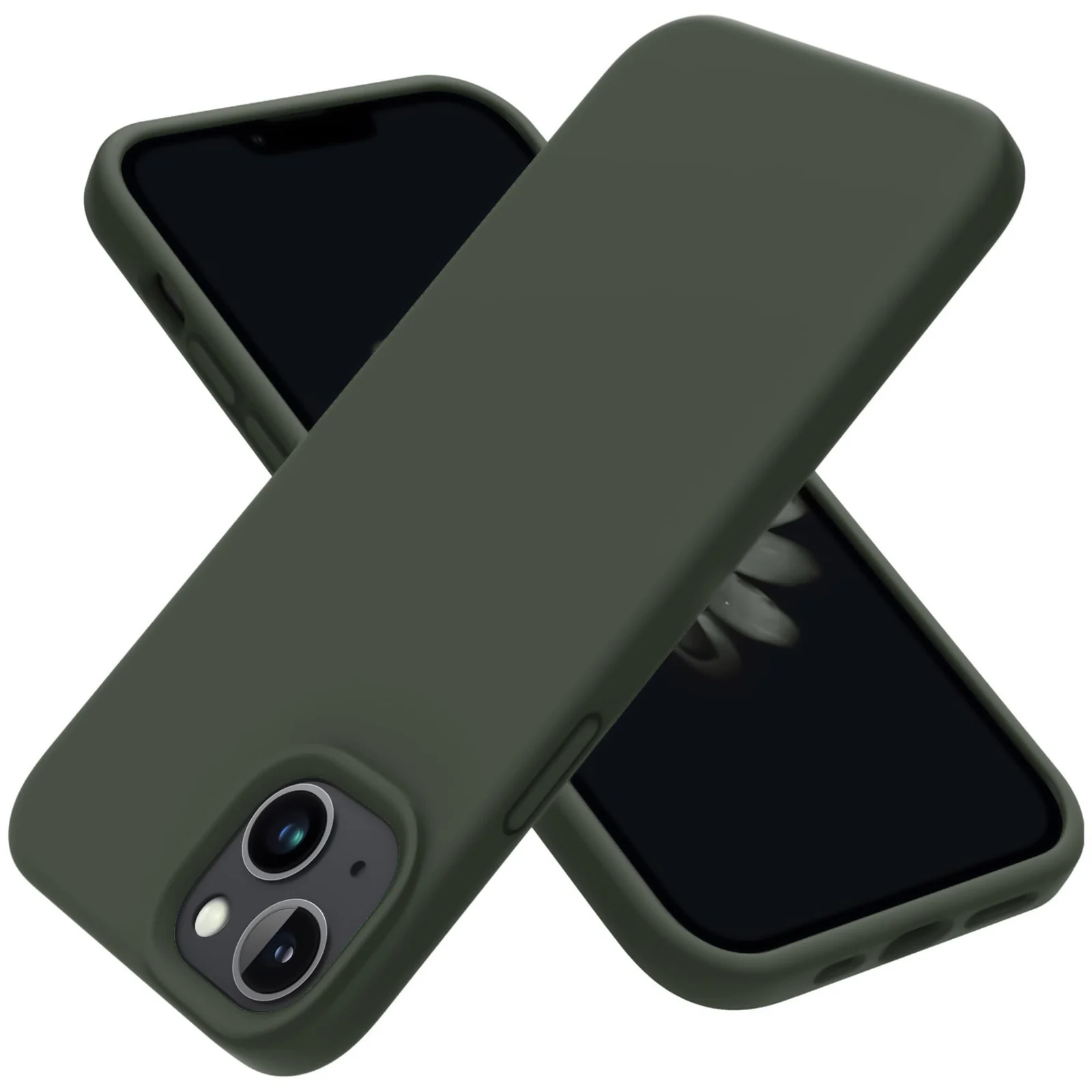 DL3 Mobilak Liquid Silicone Case for iPhone 15, Supports wireless charging, Shock-absorbing protection, Anti-fingerprint finish - Lavender Green