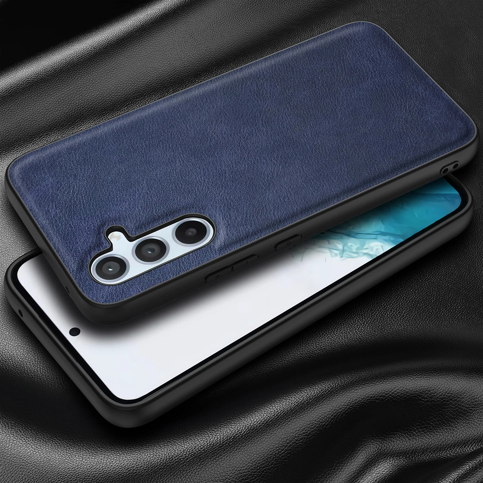 DL3 Mobilak Case for Samsung Galaxy A54 5G Leather, Anti-Drop, Anti-Shock, Non-Slip Texture, Simple Cell Phong Cover for Galaxy A54 5G 6.4 inch - Blue