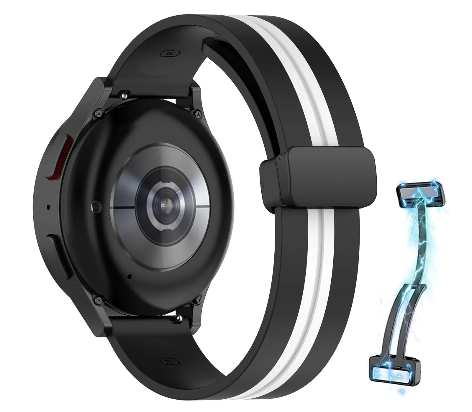DL3 Mobilak 22MM Silicone Band Magnetic Clasp Strap For Xiaomi Redmi Watch 5 Active/5 Lite/Compatible with Samsung Galaxy Watch 46mm/Watch 3 45mm/Gear S3/Huawei watch (GT6 GT5 GT4 GT3 (A. ) - A.Black White