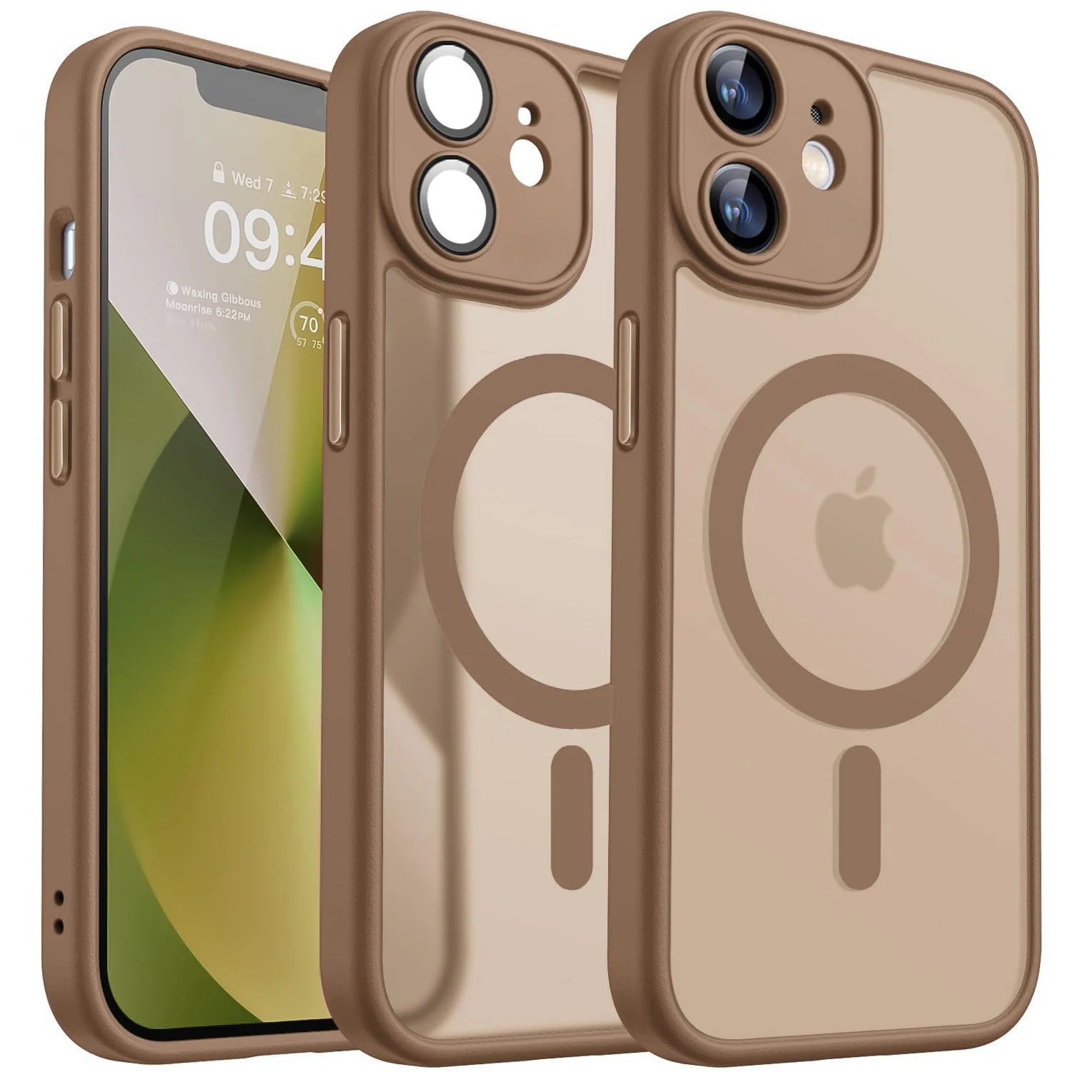DL3 Mobilak Translucent Matte Case for iPhone 12, Compatible with MagSafe accessories, Supports wireless charging, Camera protection - Brown