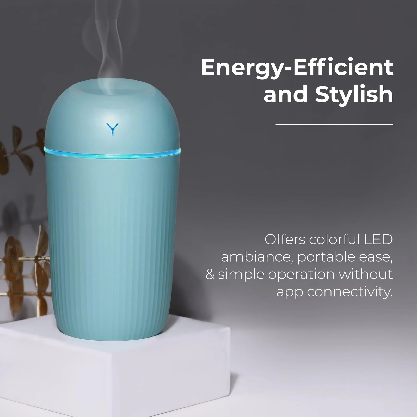 Mobigon Wood Cool Mist Ultrasonic Humidifier for Room Moisture, Aroma Diffuser for Home, 400ml Essential Oil Diffuser with 7 Colorful Night Light, Auto Shut-Off, Home, Office - Turquoise