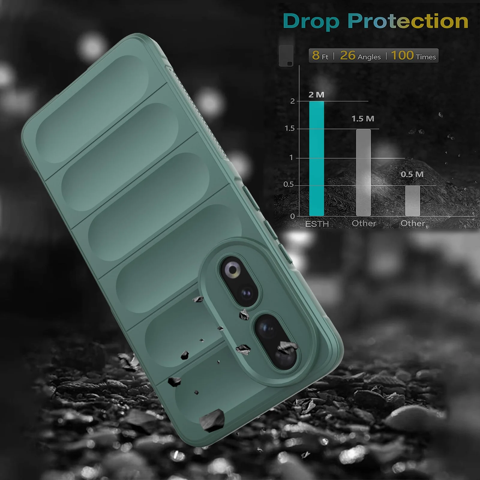 DL3 Mobilak Rugged Protective Case for Honor 90 5G, Camera protection, Shock-absorbing protection, Non-slip grip - Green