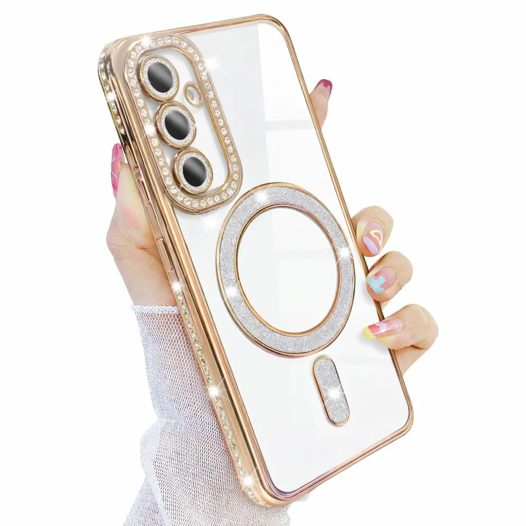 DL3 Mobilak MagSafe-Compatible Magnetic Case for Samsung Galaxy A17 with Camera Protection and Magnetic Car-Mount Support - Gold