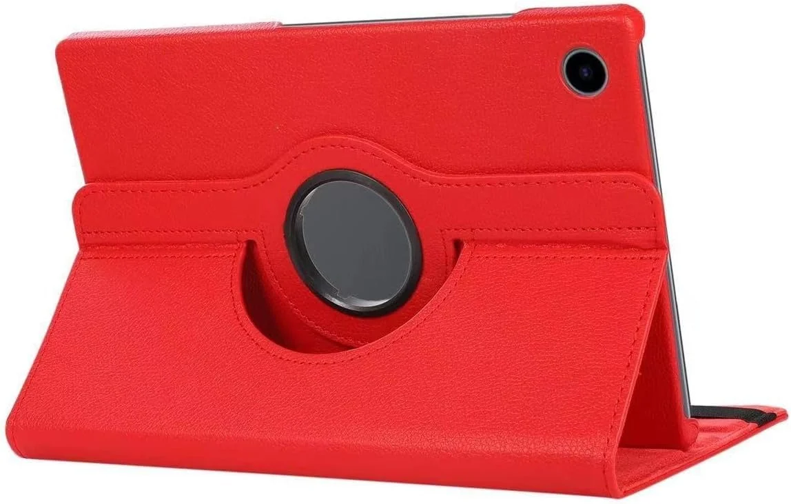 DL3 Mobilak Protective Cover for Samsung Galaxy Tab A9 8.7-inch (SM-X110/X115/X117), 360° Rotatable Smart Stand, Leather Folio Flip Cover with Multi-Angle Viewing, Auto Wake Sleep - Red