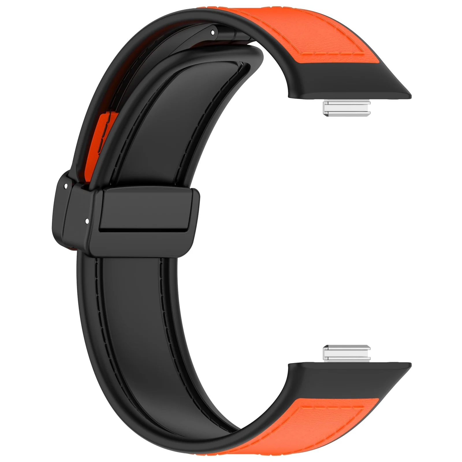 DL3 Mobilak Compatible with Huawei Watch Fit 5 / Fit 5 Pro / Fit4 / 4 Pro/Fit 3 Strap for Women Men, Soft Flexible Leather Silicone Hybrid Sport Wristband Magnetic Buckle Bracelet Replacement Strap - Orange