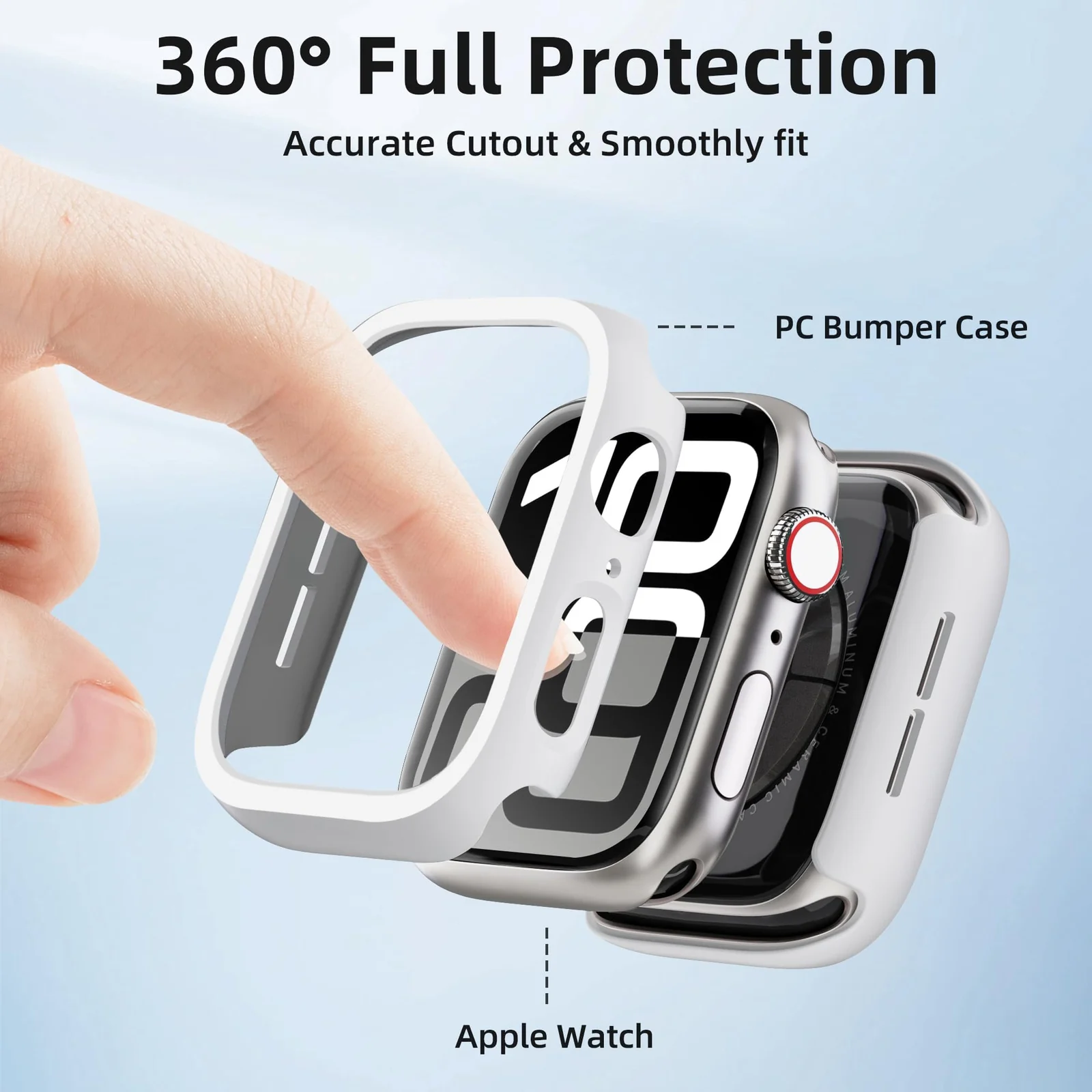 DL3 Mobilak [NO Screen Protector] Bumper Case for Apple Watch Series 10 42mm, Slim Thin Shockproof Bumper Cover, Hard PC Protective Frame All-Around Edge for iWatch 10 42 mm Accessories - White