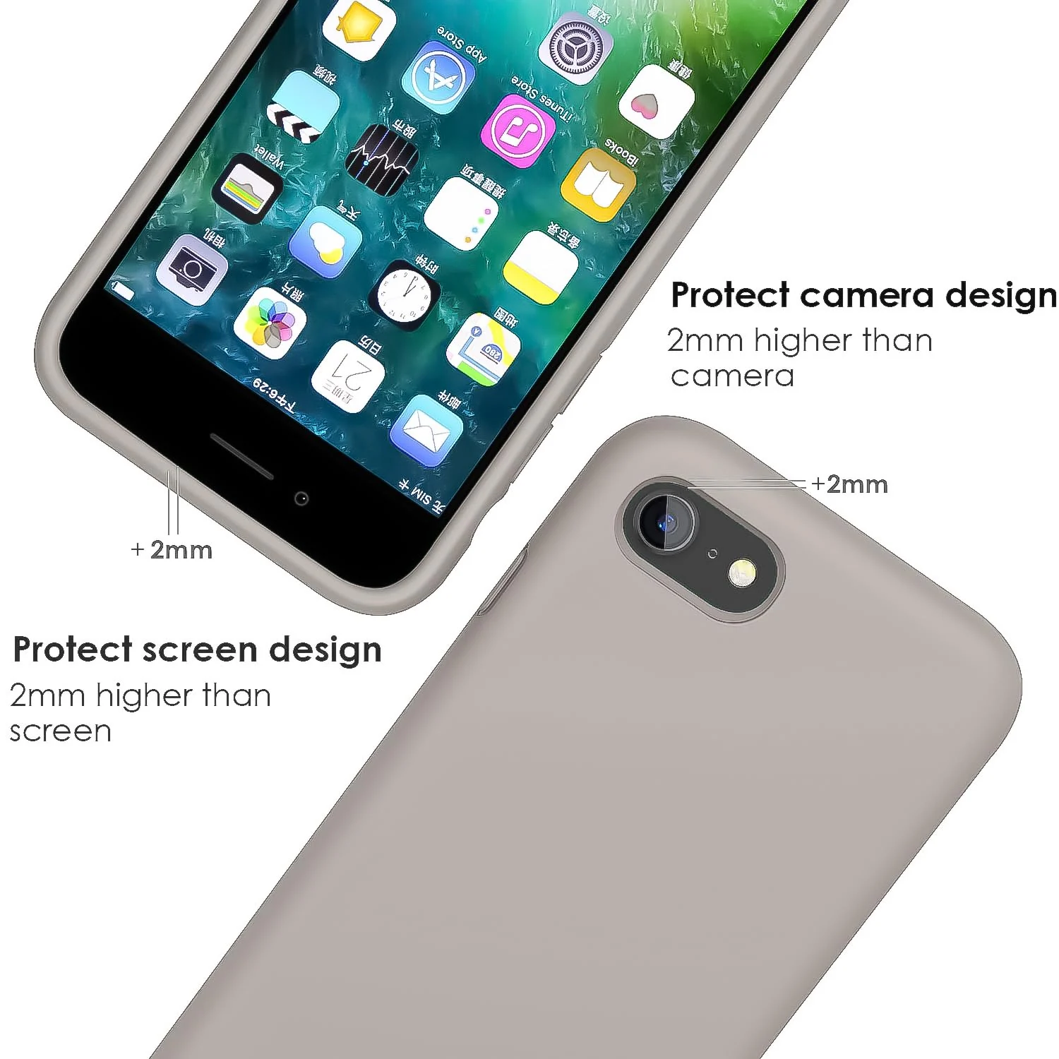 DL3 Mobilak Liquid Silicone Case for iPhone 7 / 8, Shock-absorbing protection, Scratch-resistant surface, Slim, lightweight profile - Off White