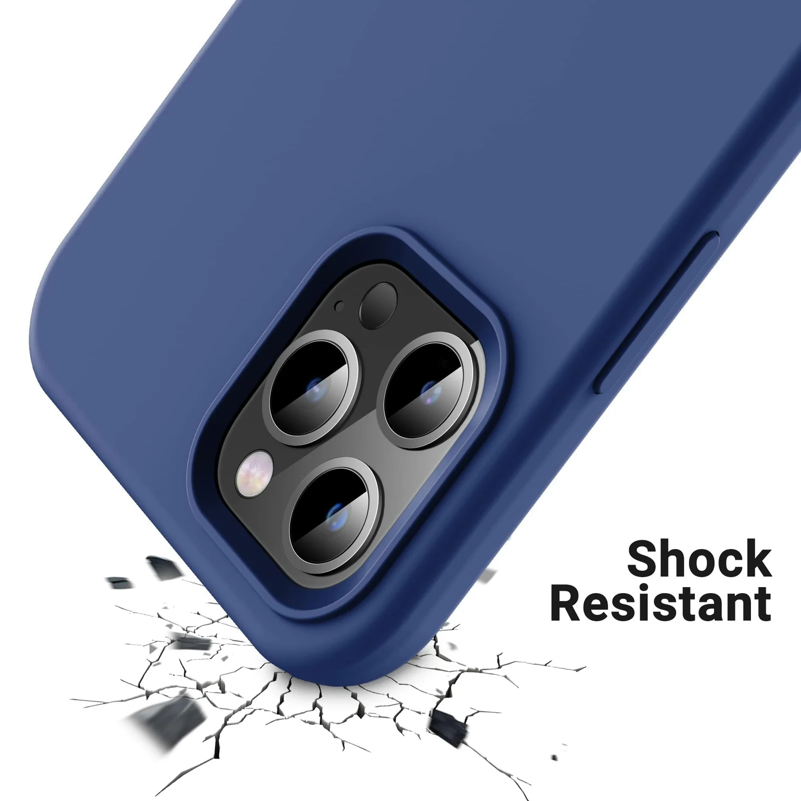 "DL3 Mobilak Compatible with iPhone 15 Pro Max Case 6.7"", Slim Liquid Silicone 3 Layers Soft Gel Rubber Shockproof Protective Phone Case with Anti-Scratch Microfiber Lining - Royal Blue"