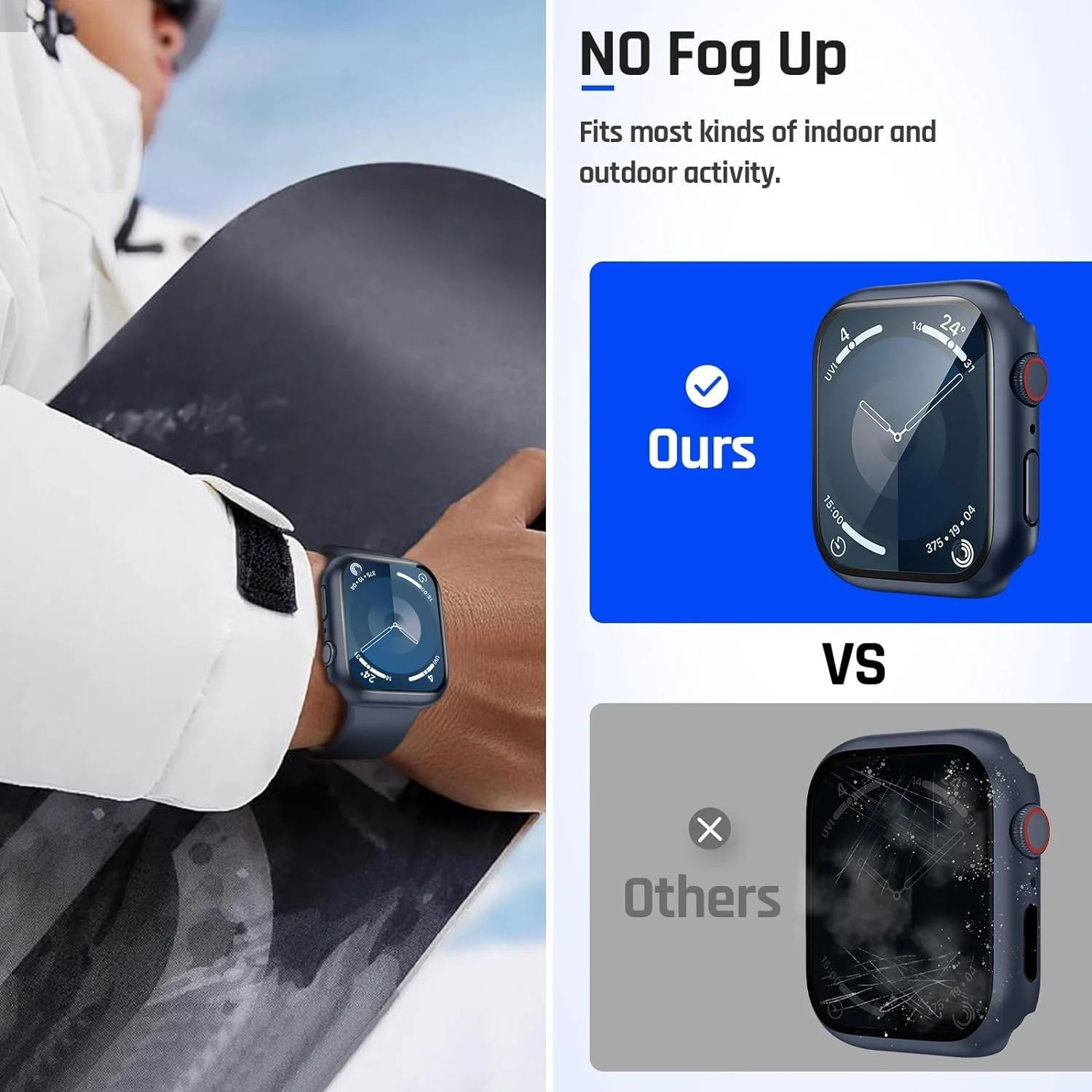 DL3 Mobilak Hard Case Designed for Apple Watch SE 6 5 4 40mm, Built-in 9H [HD Clear] Tempered Glass Screen Protector, [Full Protection] Slim Cover for iWatchSE 6 5 4 40mm - Blue