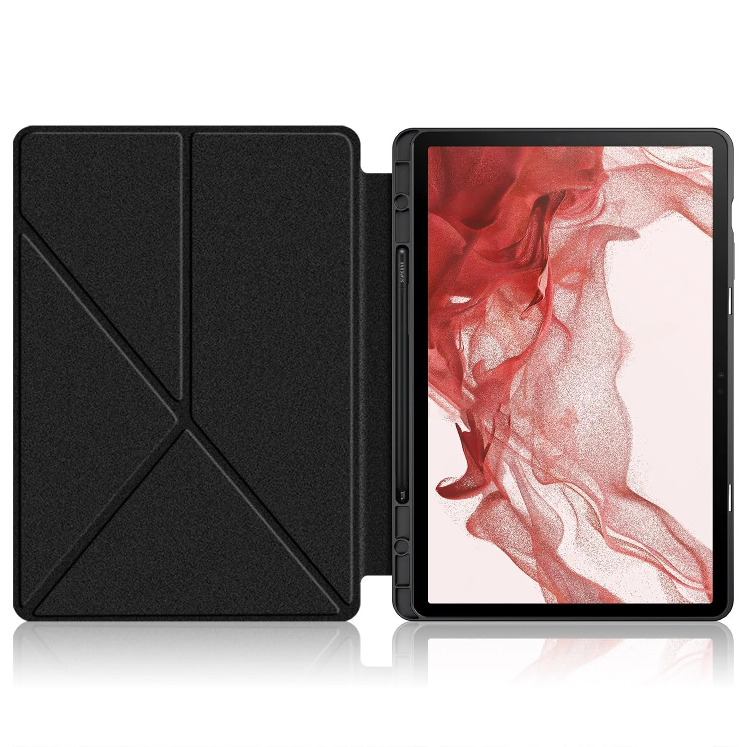 DL3 Mobilak For Samsung Galaxy Tab S8+ Plus 2022 / S7 FE 2021 / S7+ Plus 2020 12.4-Inch Case, Smart Stand, Pencil Holder, Shockproof Slim Lightweight Leather Cover, Modern Abstract Design - Black