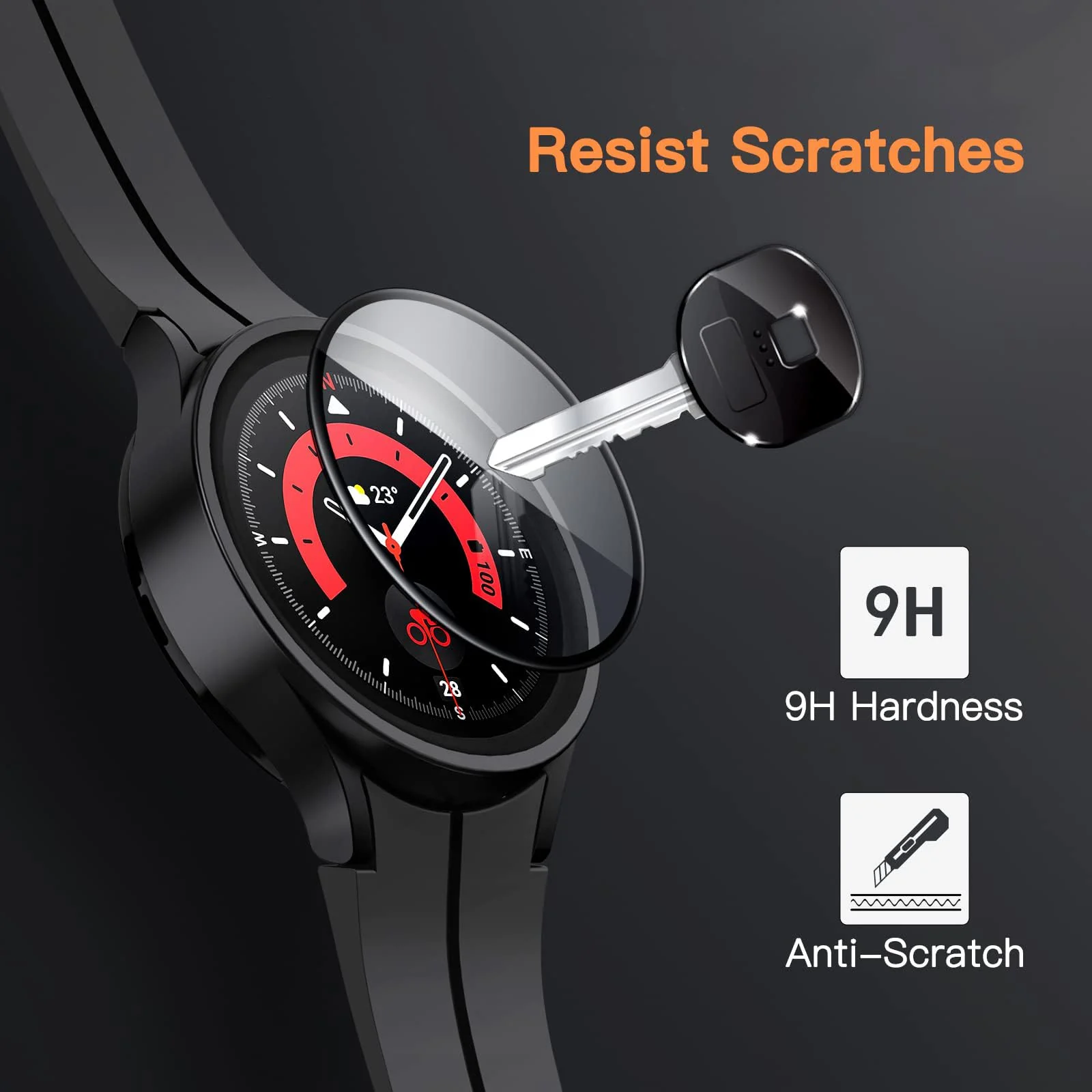 DL3 Mobilak Screen Protector For Samsung Galaxy Watch 5 Pro 45mm, 3D Curved Soft Edge Protective Film [Anti-Scratch] [Bubble Free] [Ultra Shatterproof] [High Sensitive] (Not Glass) - Black