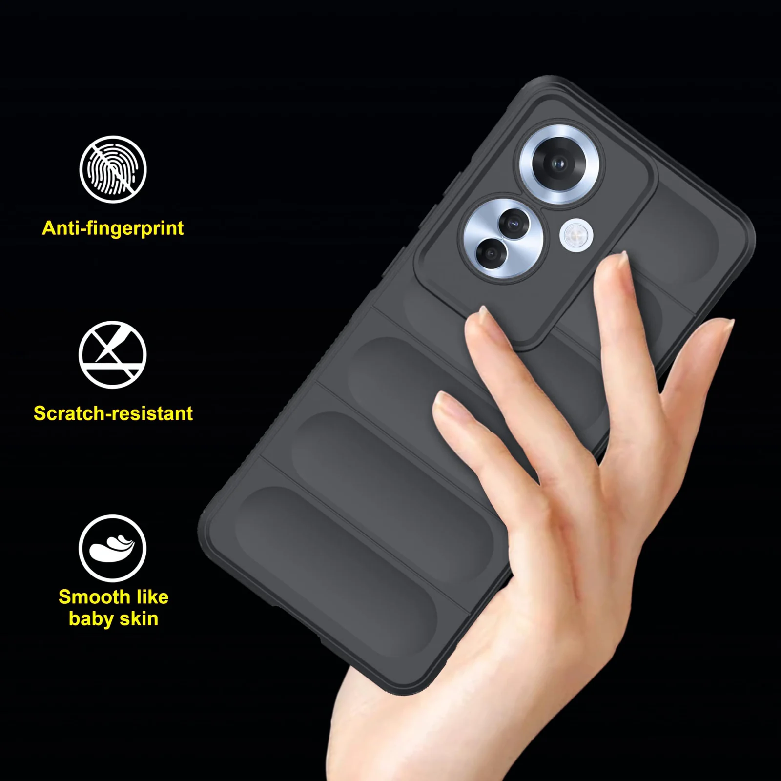 DL3 Mobilak Rugged Protective Case for OPPO Reno 11F / Reno11 F 5G, Camera protection, Shock-absorbing protection, Non-slip grip - Dark Gray
