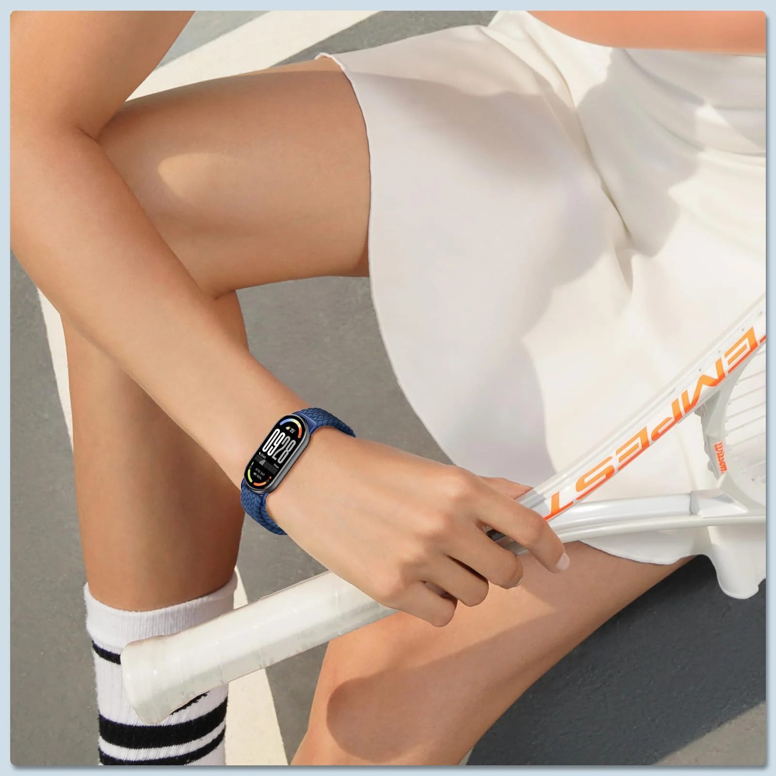 DL3 Mobilak Braided Strap for Xiaomi Mi Band 10/9/8, Men Women Breathable Elastic Nylon with Magnetic Buckle Watch Band for Xiaomi Smart Band 10/Xiaomi Smart Band 9/8 - Blue