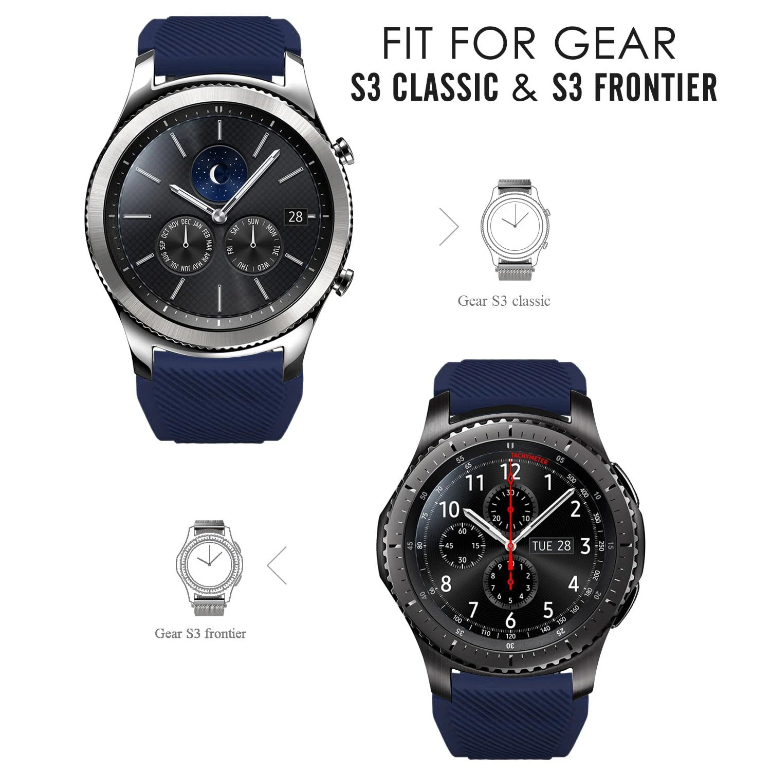DL3 Mobilak Silicone Sport Band 22MM Xiaomi Redmi Watch 5 Active/5 Lite/Samsung Galaxy Watch 46mm/Watch 3 45mm/Gear S3/Huawei watch (GT6 GT5 GT4 GT3 GT2 GT 46MM)/GT2E/GT5 Pro/GT 6 Pro/Amazfit GTR 3/4 - A.Navy Blue