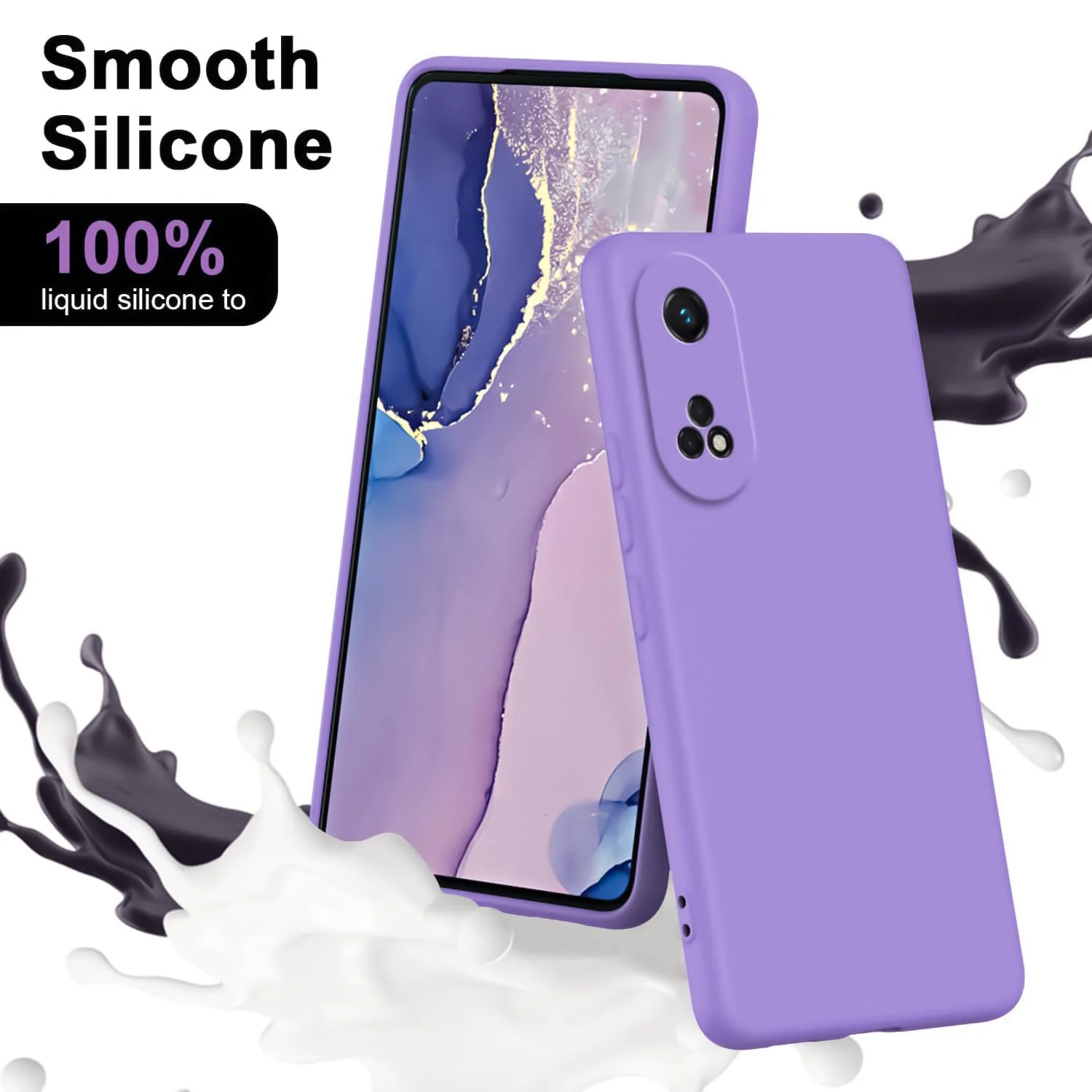 DL3 Mobilak Soft Silicone Protective Case for OPPO Reno 8T 4G with Microfiber Lining and Shockproof Design - Light Purple