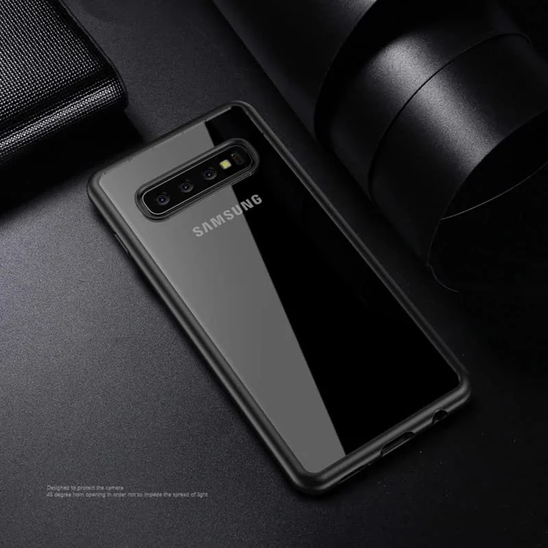 DL3 Mobilak Clear PC and TPU Protective Case for Samsung Galaxy S10 Plus with Shockproof Design and Anti-Yellowing Design - Black
