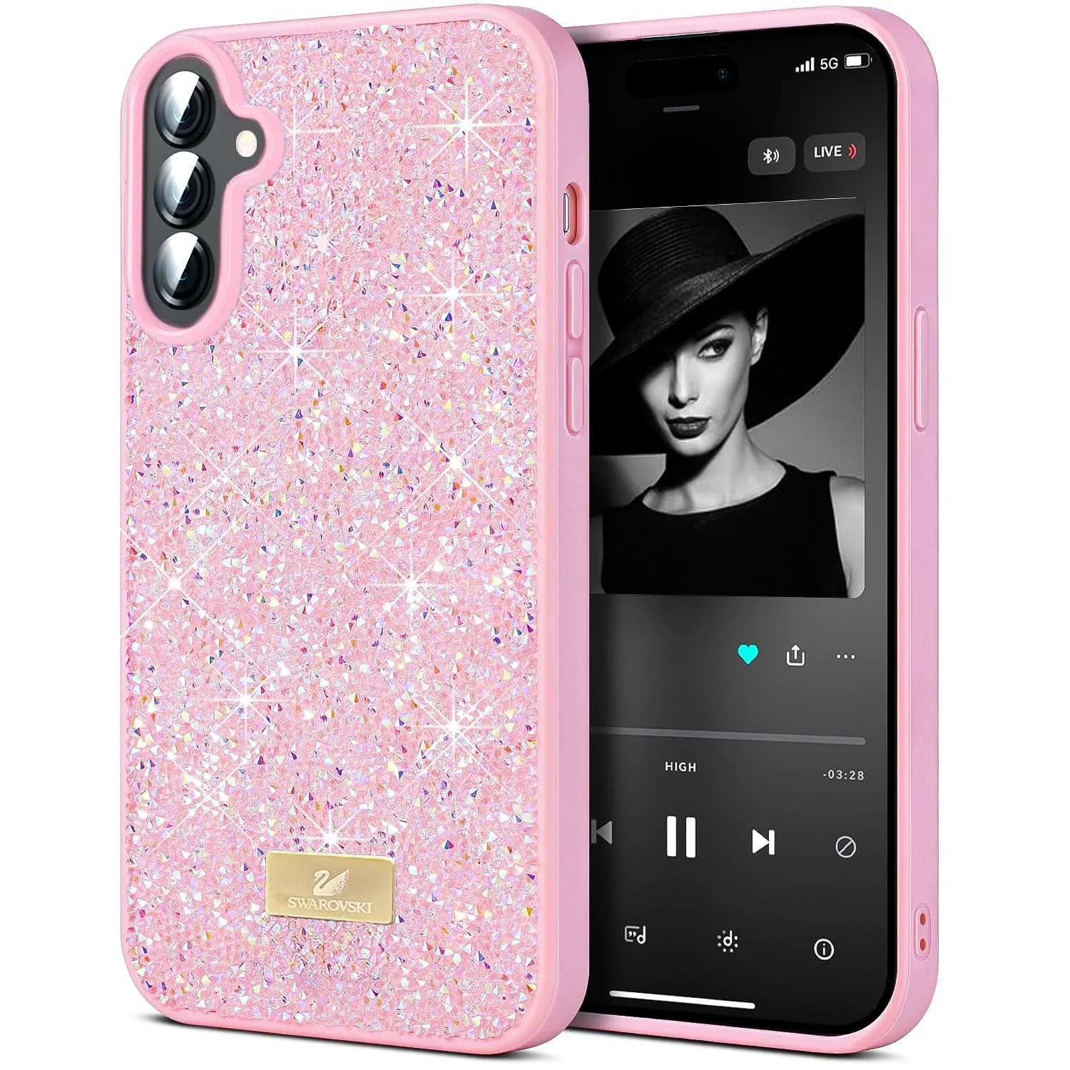 Case For Samsung Galaxy S25 FE 5G Case Glitter, Sparkle Diamond Crystal Bling Case with Bling, Ultra Thin Lightweight Full Body Shockproof Anti-Scratch Protective Cover - Black
