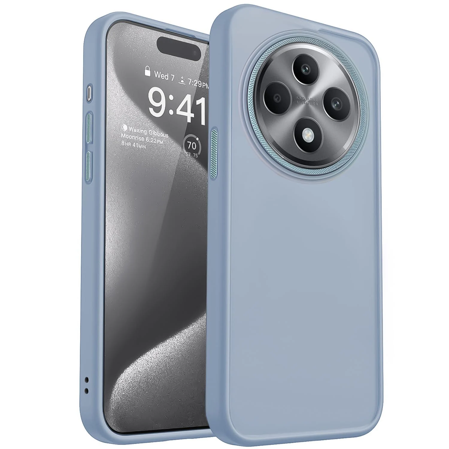 Dl3 Mobilak Case for Oppo Reno12 F/Reno 12F Case Magnetic Translucent Matte Phone Cases Thin Slim Fit Shockproof Bumper Protective Cover for Women Men Girls (Baby Blue)