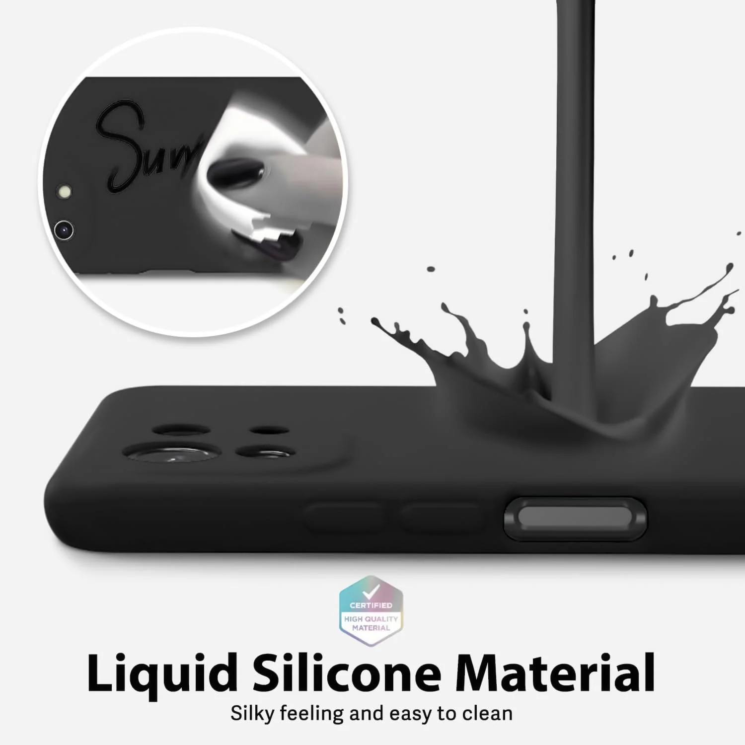 DL3 Mobilak Liquid Silicone Protective Case with Soft Microfiber Lining with Full Camera Protection for Xiaomi Mi 11 Lite 4G / 5G & Mi11 Lite 5G NE - Black