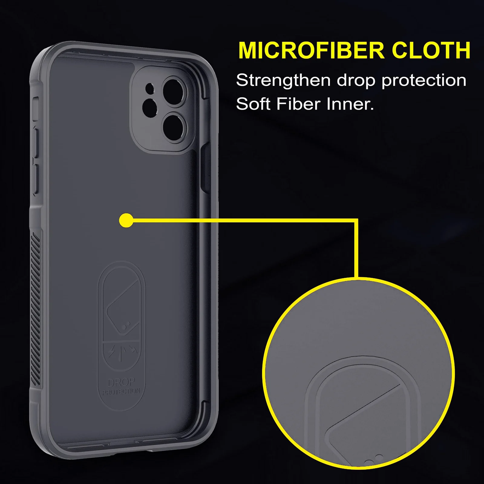 DL3 Mobilak Soft Silicone Protective Case for Apple iPhone 11 with Camera Protection and Shockproof Design - Dark Gray
