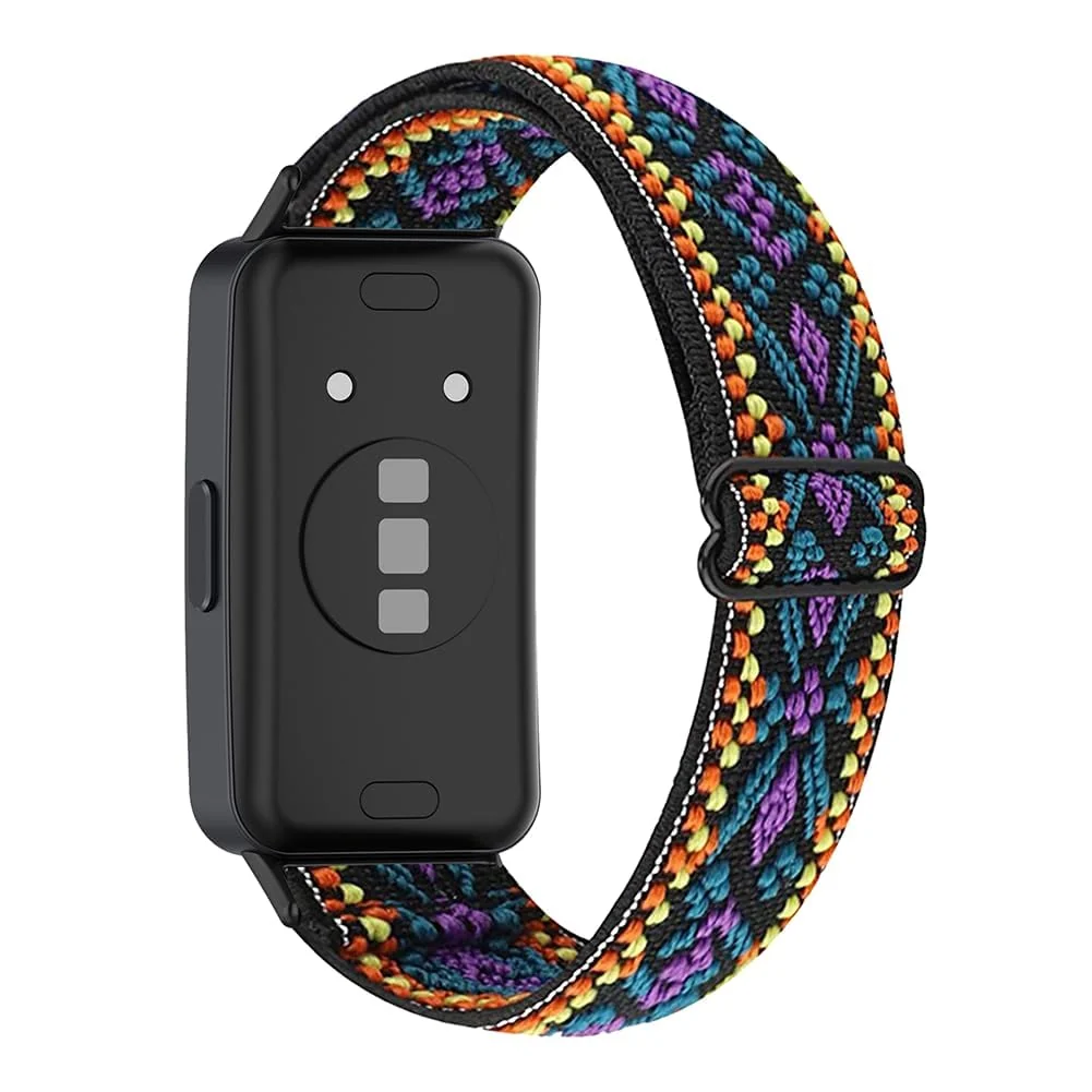 DL3 Mobilak Strap Compatible with Honor Band 7 / Huawei Band 7, Soft Elastic Nylon Straps, Adjustable Stretchy Sports Replacement Bracelets Wristbands for Women Men - Bohemia Blue