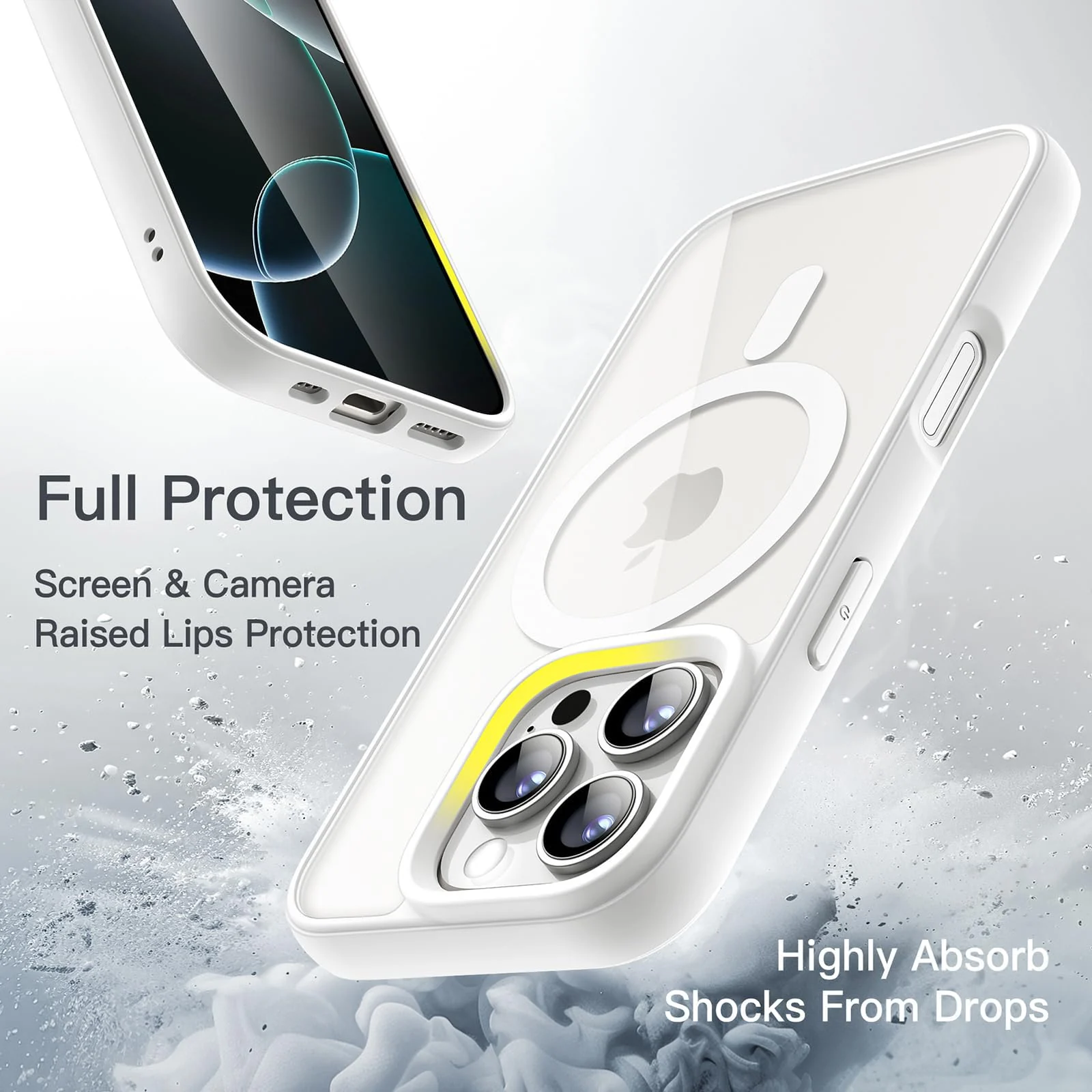DL3 Mobilak Translucent Matte Case for iPhone 16 Pro Max 6.9-Inch Compatible with, Compatible with MagSafe accessories, Shock-absorbing protection, Scratch-resistant surface - White