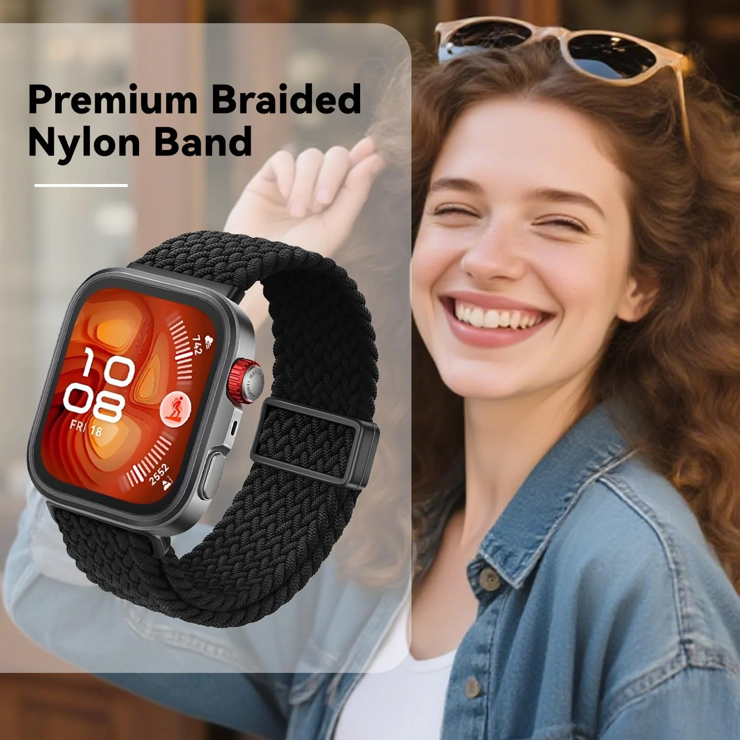 DL3 Mobilak Braided Strap for Huawei Watch Fit 4 / Fit 4 Pro/Fit 3 Bracelet, Quick Release Adjustable Nylon Sport Elastic Loop Band, Anti-Slip Magnetic Buckle Stretchy Nylon Strap - Blue