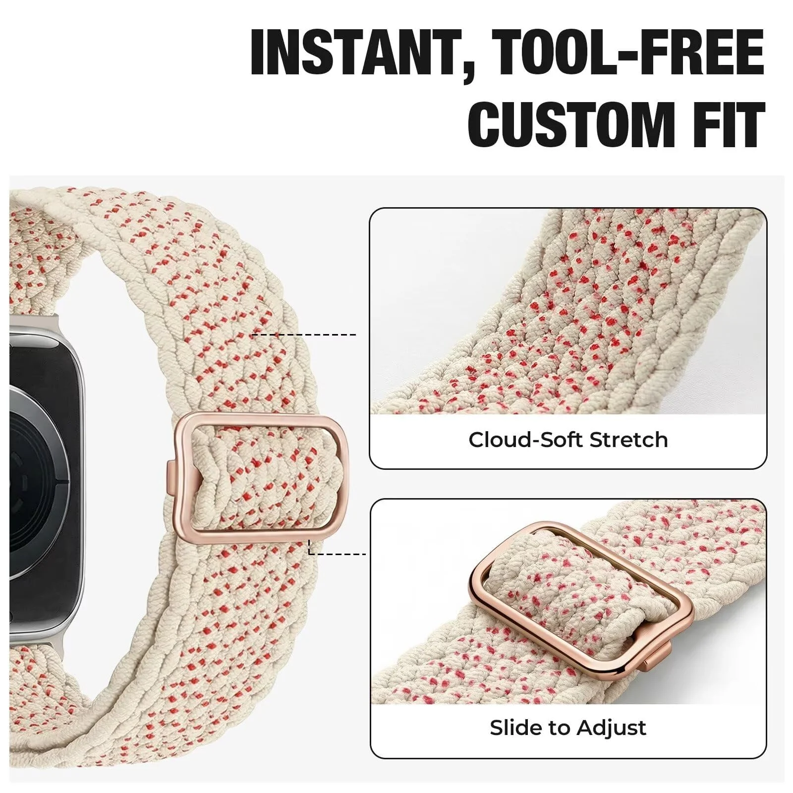 DL3 Mobilak Stretchy Nylon Solo Loop Strap For Apple Watch Band 49mm 45mm 46mm 44mm 42mm for Women Men, Sport Breathable Braided Wristband for iWatch Series 11 10 9 8 7 6 5 4 SE Ultra 3 2 1 - Starlight Speckled