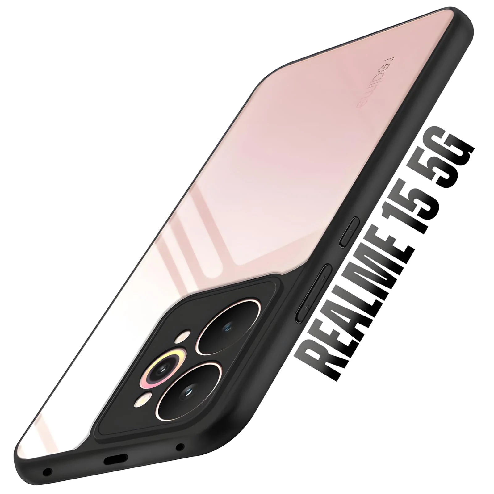 DL3 Mobilak Compatible with realme 15 5G Case Transparent, Military-Grade Shockproof Anti-Yellowing, Slim Protective Phone Case Full Bumper Cover With Camera Protective - Black