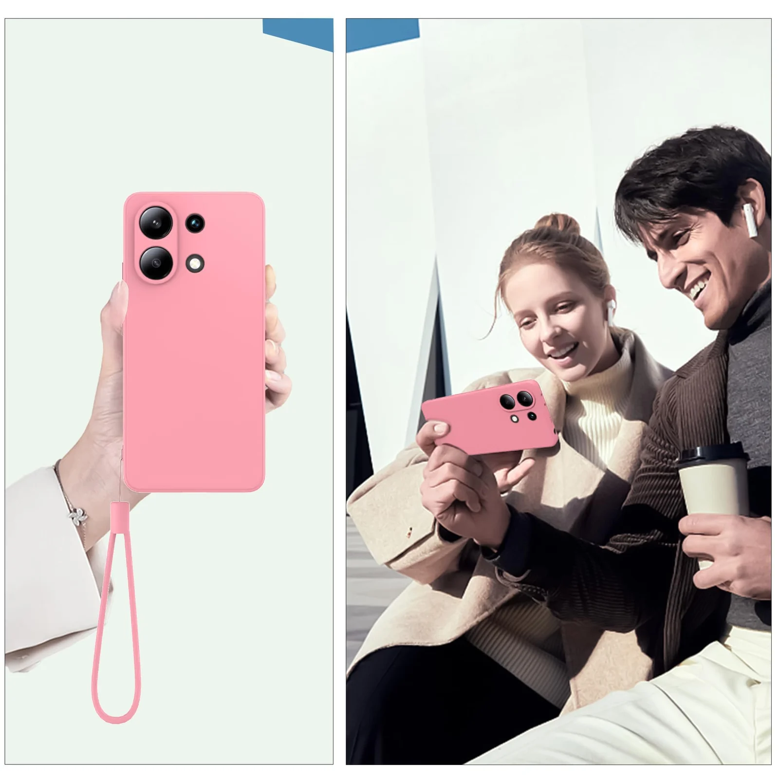 DL3 Mobilak Liquid Silicone Protective Case for Xiaomi Redmi Note 13 4G with Microfiber Lining and Shockproof Design - Pink