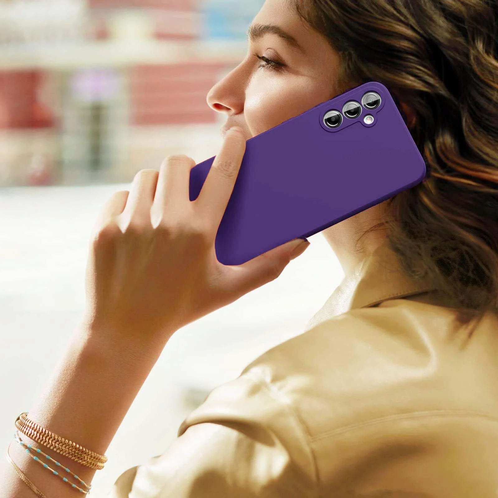 DL3 Mobilak Liquid Silicone Case for Samsung Galaxy S23 FE, Shock-absorbing protection, Scratch-resistant surface, Soft microfiber lining - Purple
