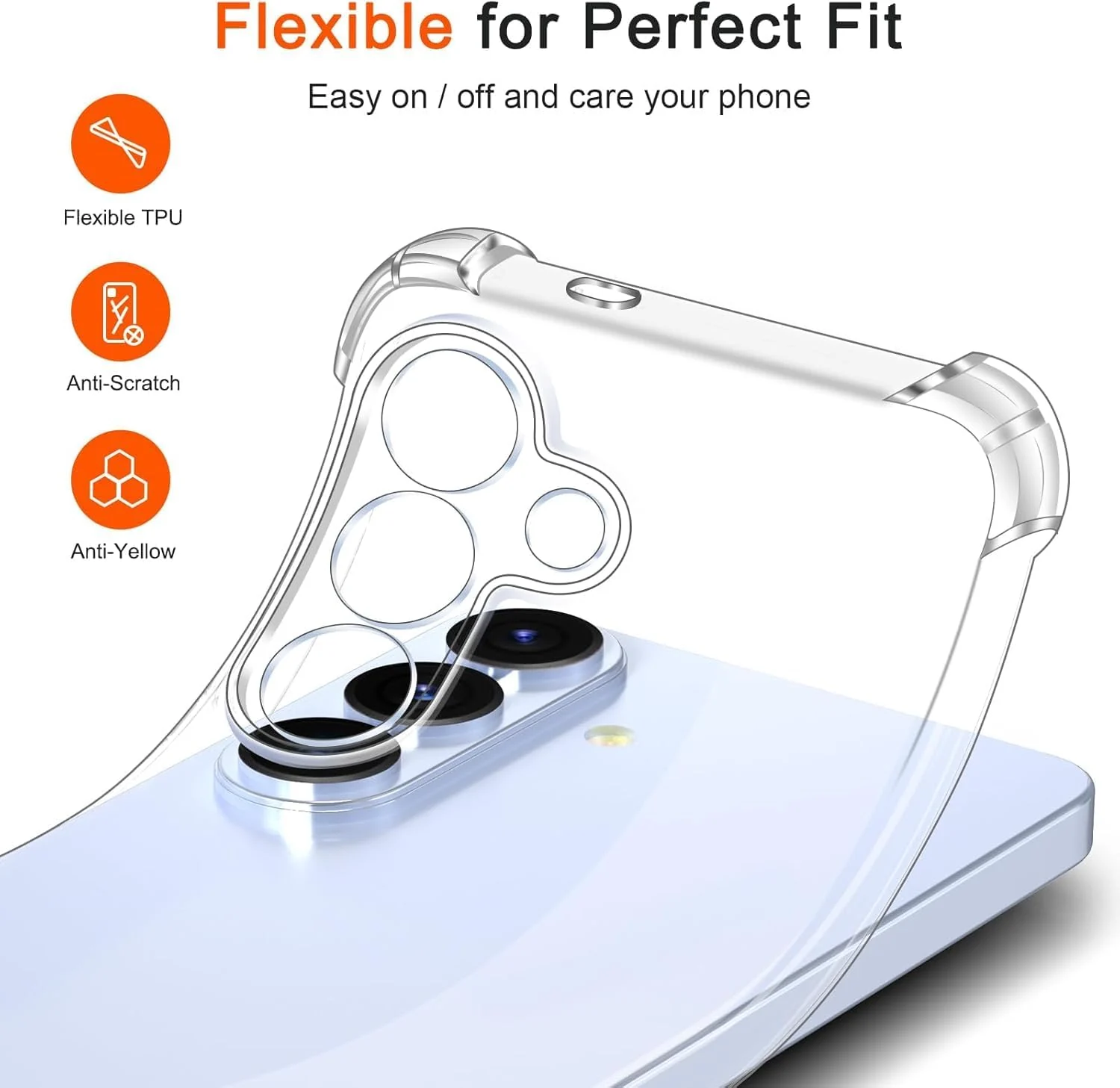 DL3 MOBILAK Anti-Shock Transparent TPU Phone Case for Samsung Galaxy S26 5G, Clear