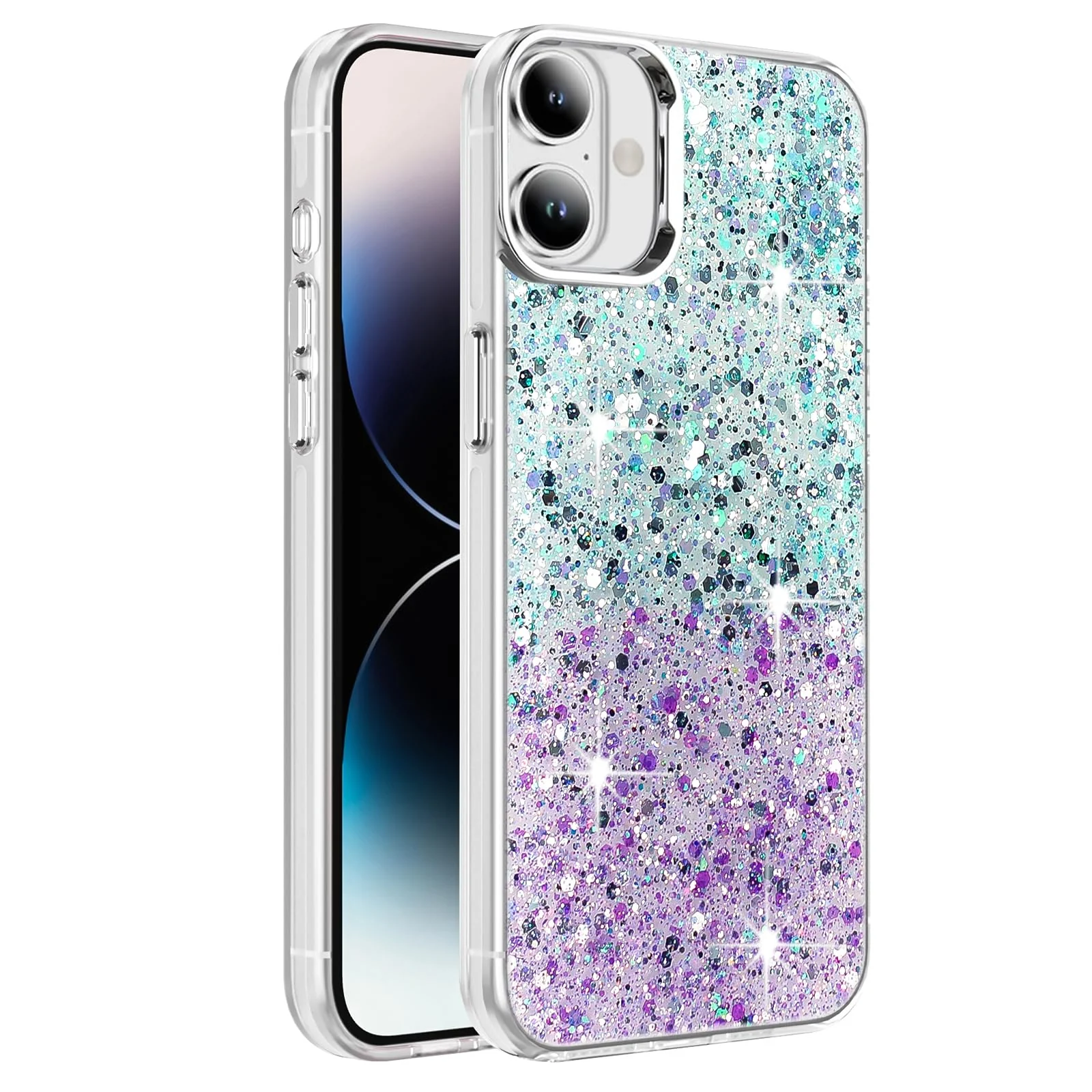 DL3 Mobilak Glitter Rhinestone Protective Case for iPhone 16+ Plus 6.7-Inch with Shockproof Design