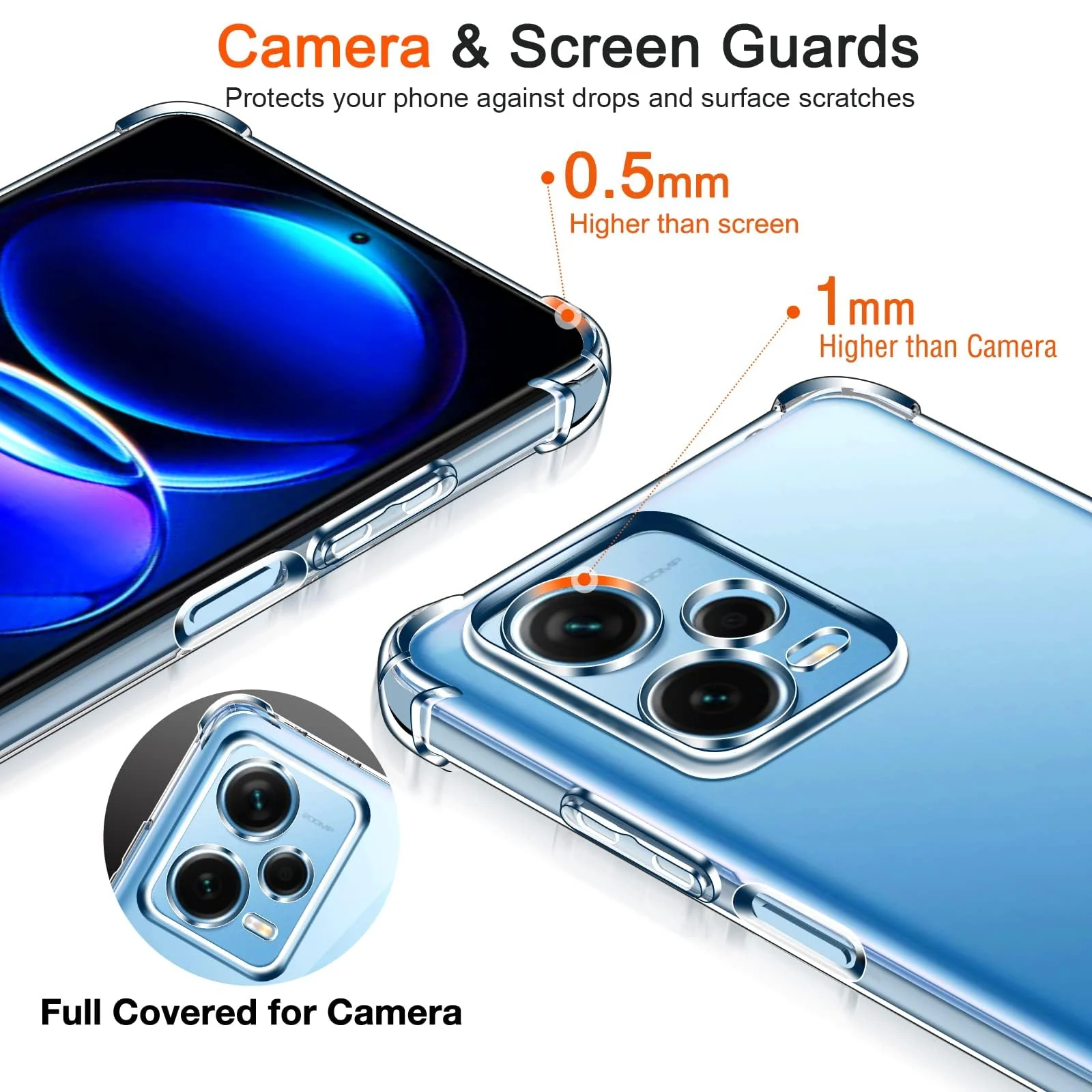 DL3 Mobilak Clear TPU Case for Xiaomi Redmi Note 12 Pro + / 12 pro plus 5G, Camera protection, Shock-absorbing protection, Non-slip grip - Clear