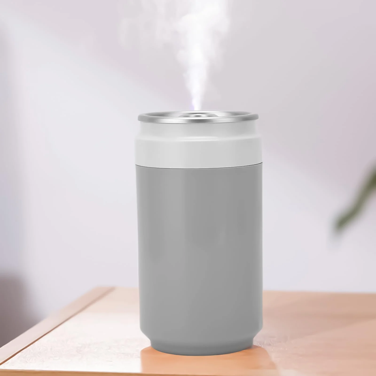 Mobigon Wood Cool Mist Ultrasonic Humidifier for Room Moisture, Aroma Diffuser for Home, 260ml Essential Oil Diffuser with 7 Colorful Night Light, Auto Shut-Off, Home, Office, car - White&Gray