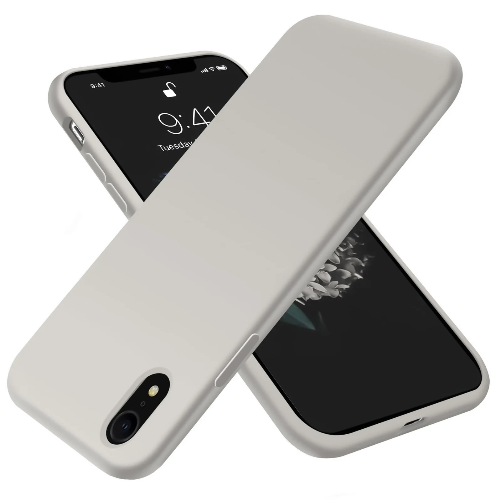 DL3 Mobilak Liquid Silicone Case for iPhone XR, Shock-absorbing protection, Scratch-resistant surface, Soft microfiber lining - Off White 2